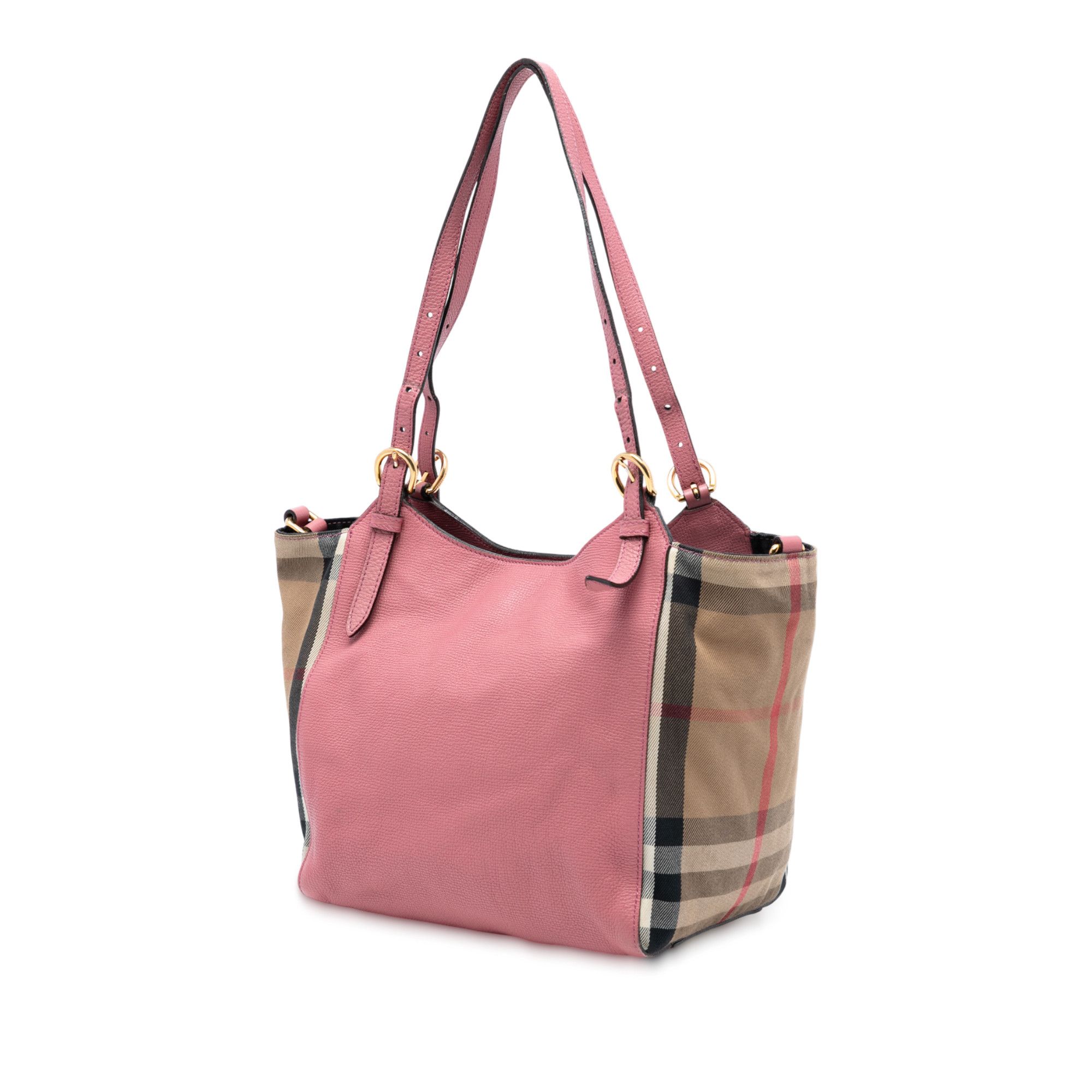 Burberry Burberry Small Leather and House Check Canvas Canterbury Tote Size ONE SIZE - 2 Thumbnail