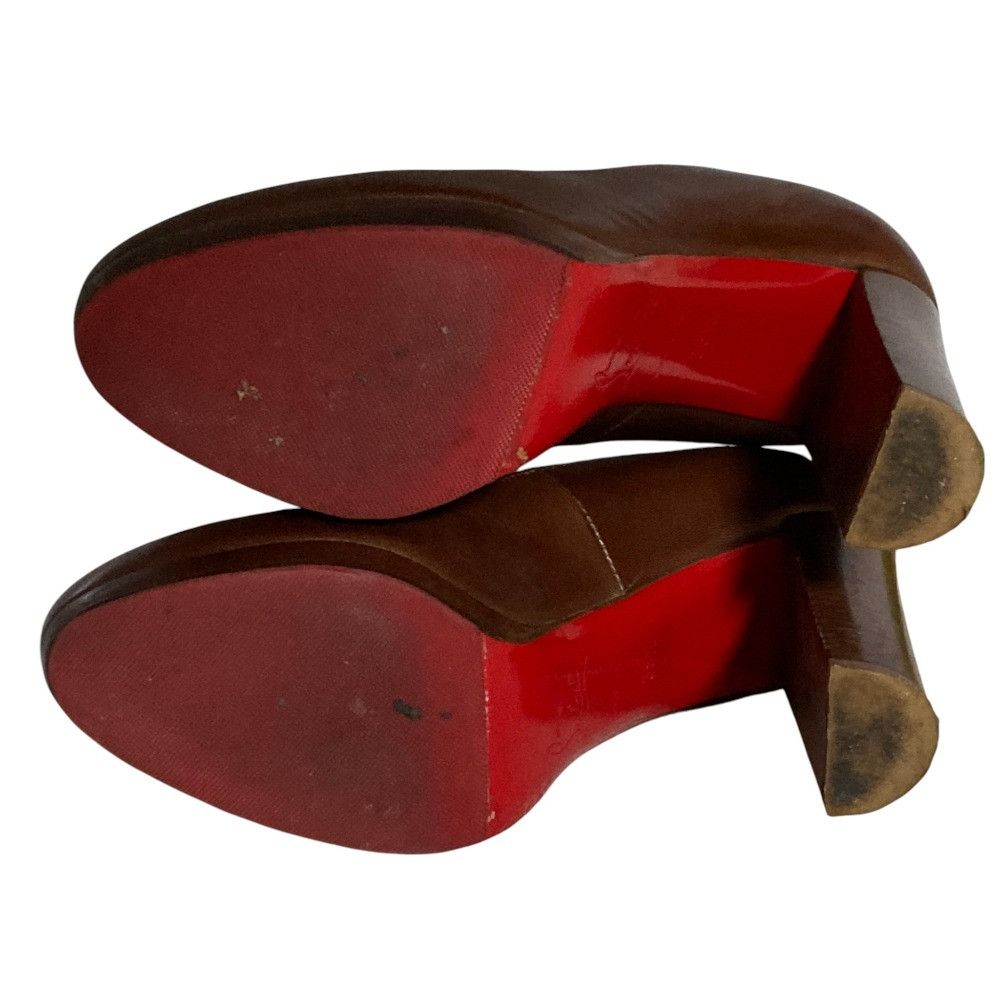 Christian Louboutin Christian Louboutin Christian Louboutin Leather Chunky Heel Pumps Leather Shoes DUTY FREE for USA Size ONE SIZE - 8 Thumbnail