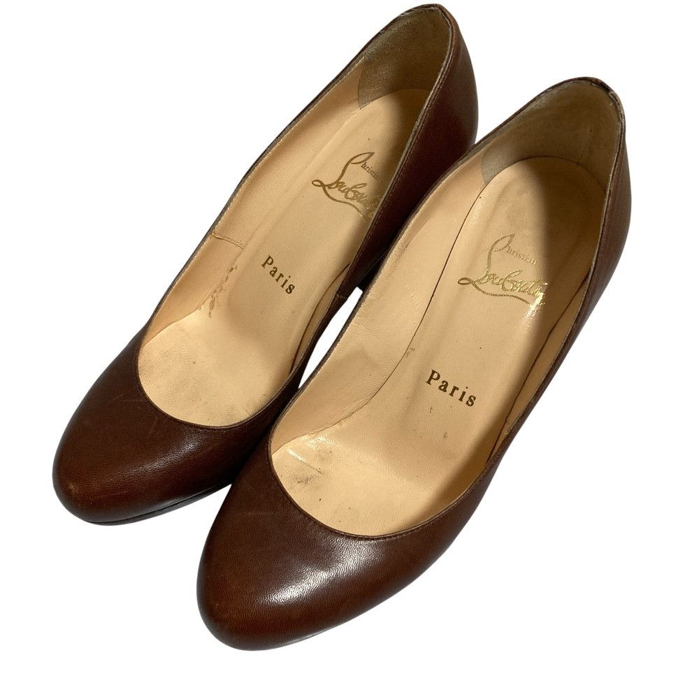 Christian Louboutin Christian Louboutin Christian Louboutin Leather Chunky Heel Pumps Leather Shoes DUTY FREE for USA Size ONE SIZE - 2 Thumbnail