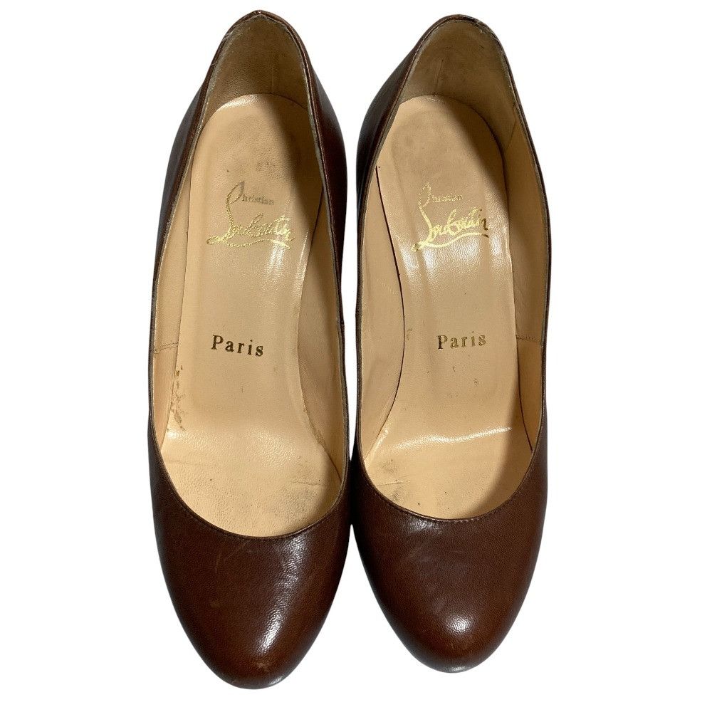 Christian Louboutin Christian Louboutin Christian Louboutin Leather Chunky Heel Pumps Leather Shoes DUTY FREE for USA Size ONE SIZE - 3 Thumbnail
