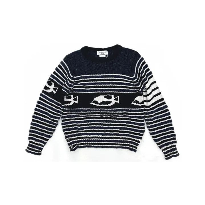 Thom Browne Thom Browne Striped Fish Pattern Knit Sweater Size US S / EU 44-46 / 1 - 2 Thumbnail