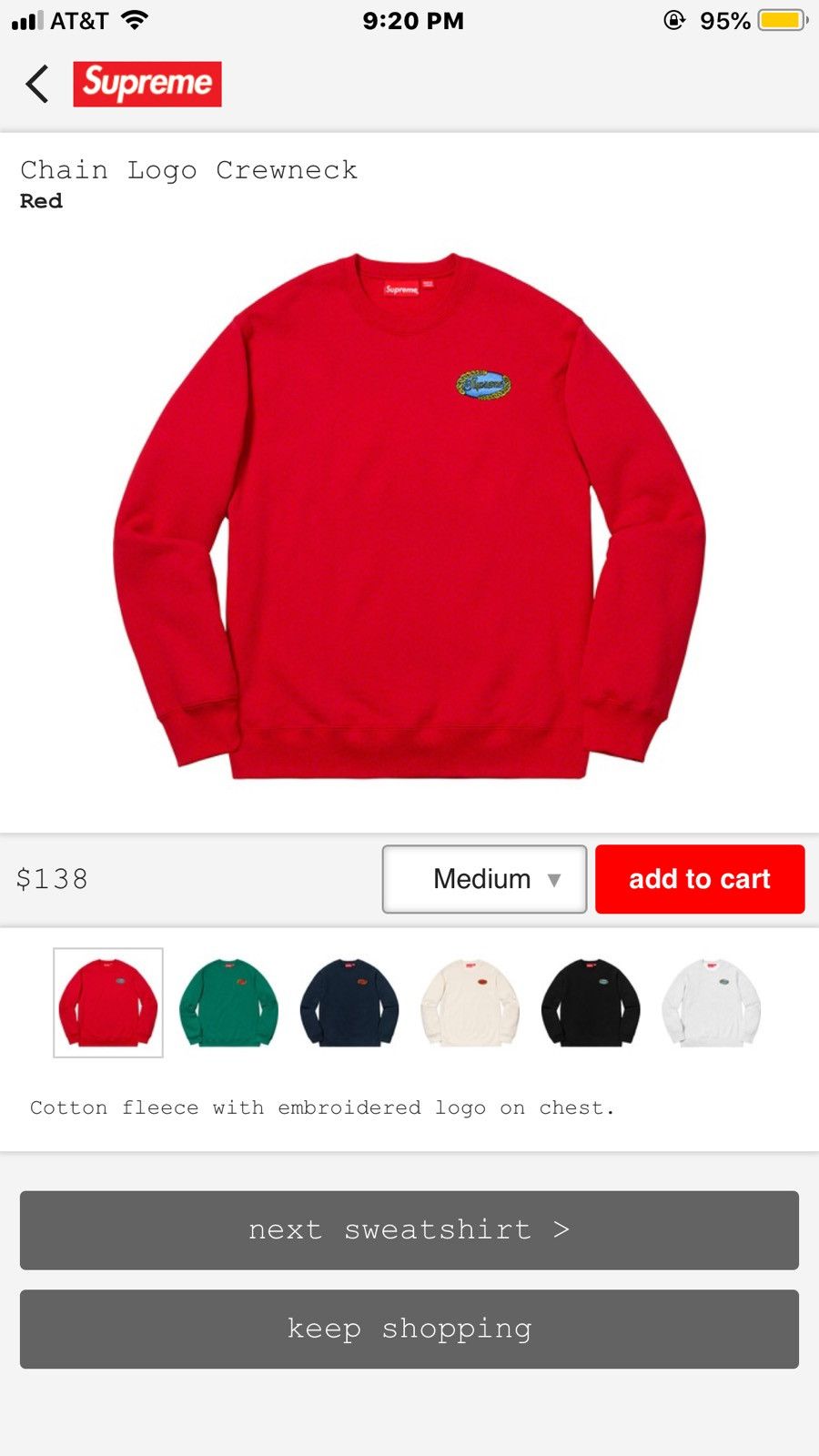 Supreme Supreme Chain Logo Crewneck Grailed