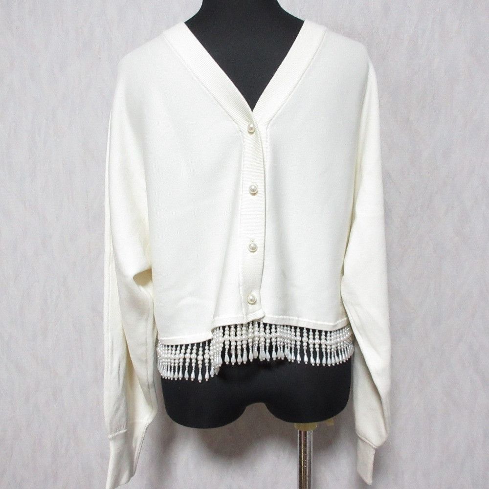 Other Other Diagram Pearl Fringe Knit Top Cotton Tops 0323343201 DUTY FREE for USA Size ONE SIZE - 2 Thumbnail