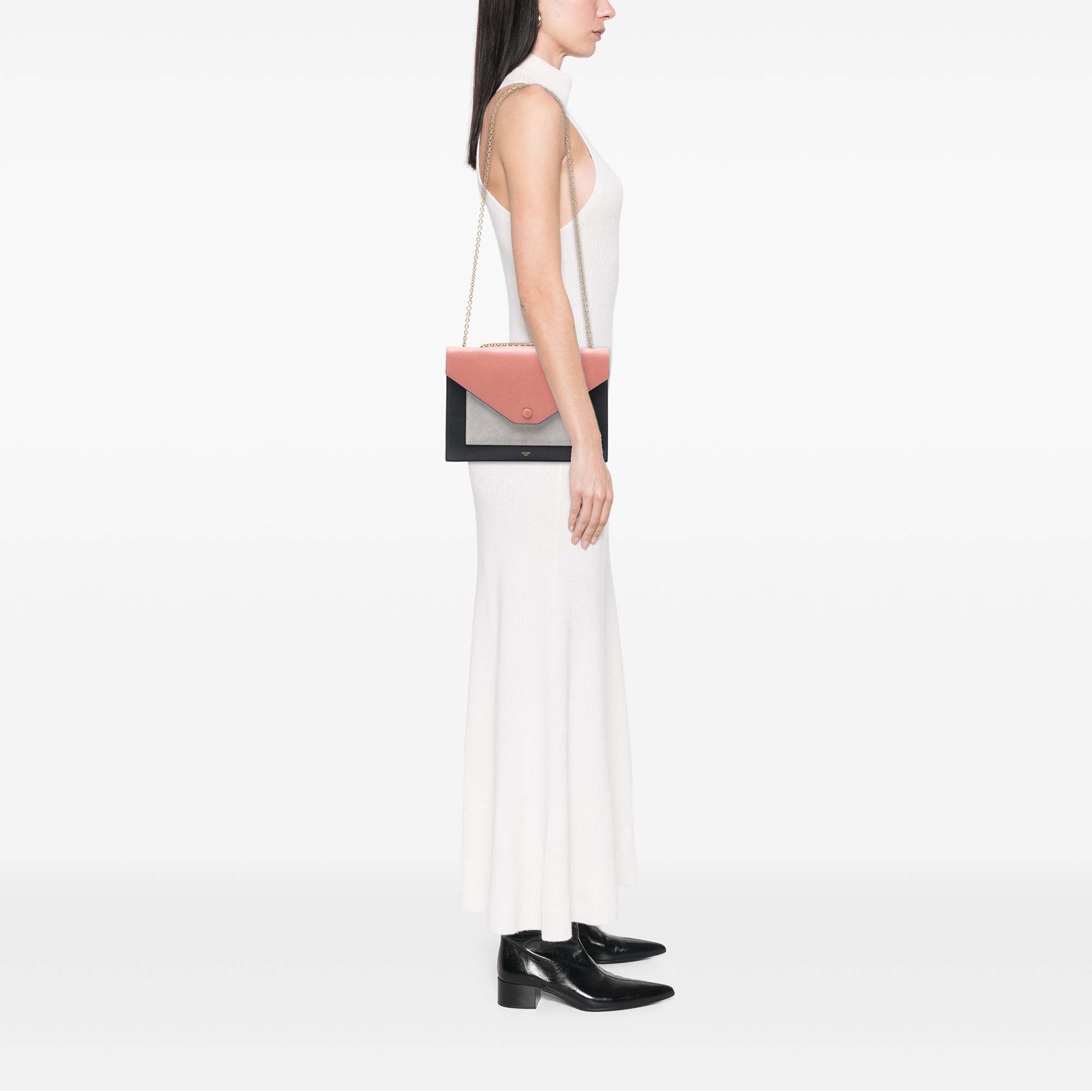 Celine Celine Tricolor Leather and Suede Pocket Envelope Wallet on Chain Size ONE SIZE - 7 Thumbnail
