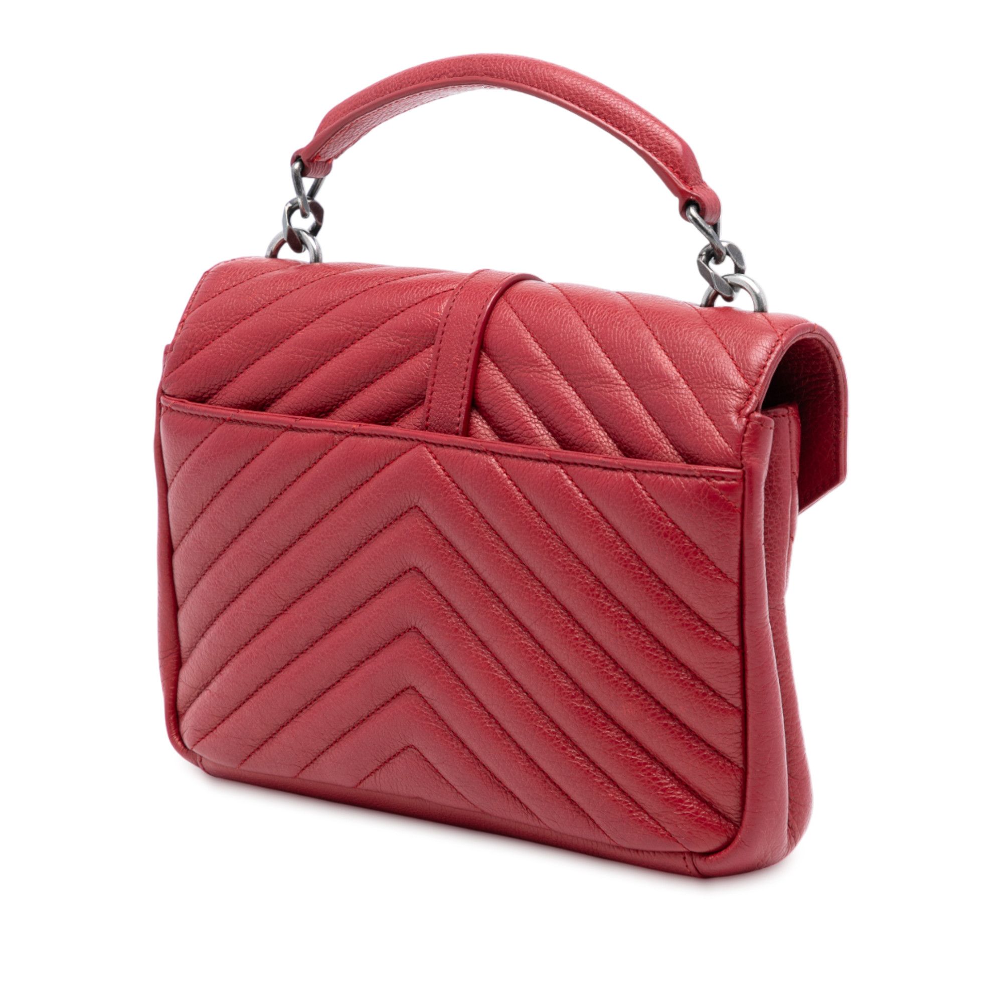 Yves Saint Laurent Yves Saint Laurent Medium Chevron Sheepskin Monogram College Satchel Size ONE SIZE - 2 Thumbnail