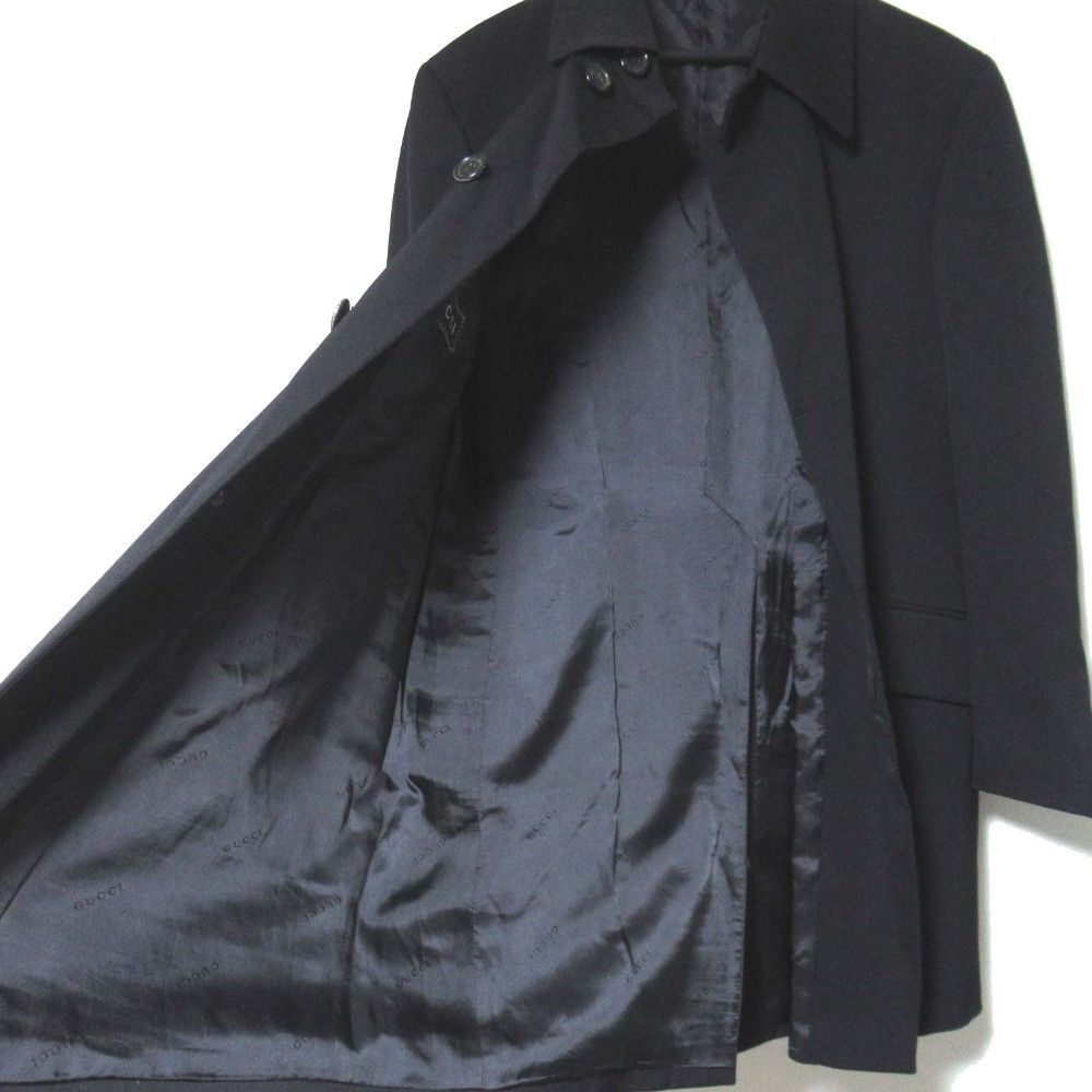 Gucci Gucci Gucci Single-Breasted Wool Coat Leather Outerwear DUTY FREE for USA Size ONE SIZE - 4 Thumbnail