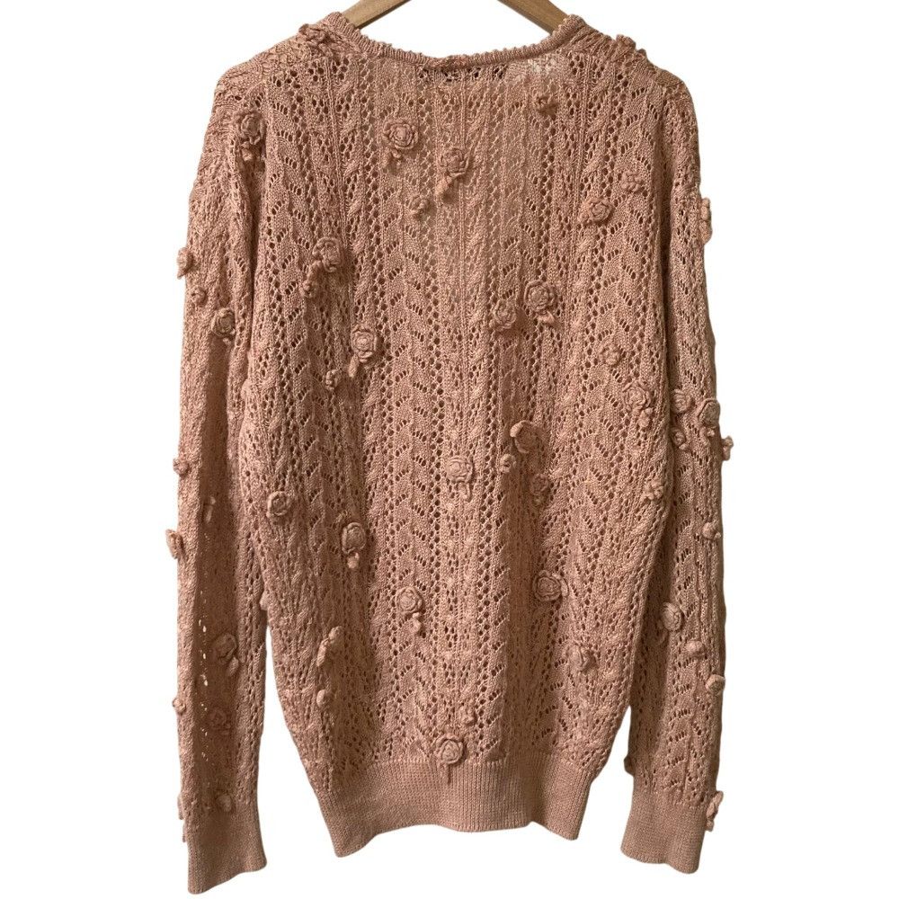 Other Other PINK HOUSE COLLECTION Flower Corsage Knit Cardigan Cotton Tops DUTY FREE for USA Size ONE SIZE - 2 Thumbnail