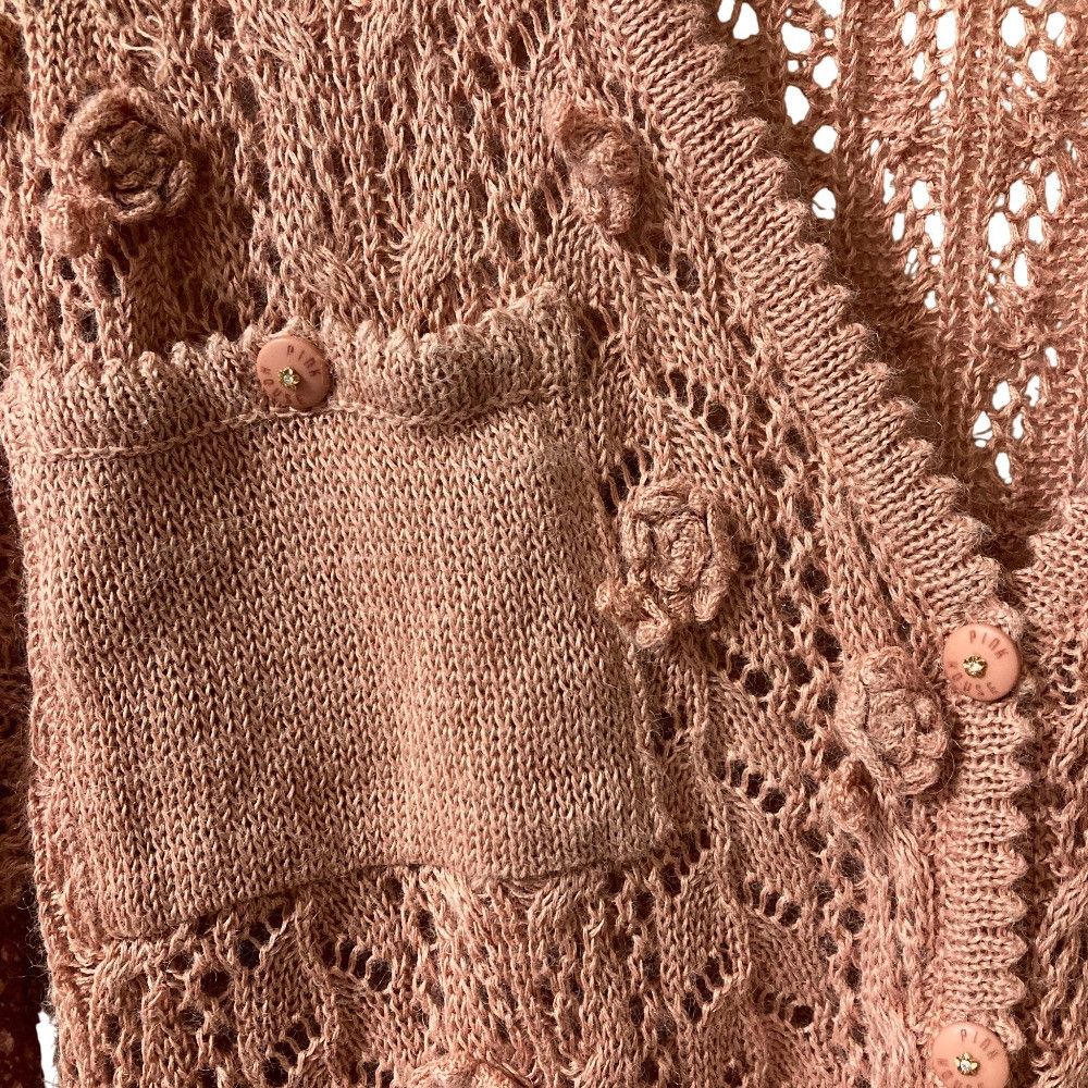 Other Other PINK HOUSE COLLECTION Flower Corsage Knit Cardigan Cotton Tops DUTY FREE for USA Size ONE SIZE - 4 Thumbnail
