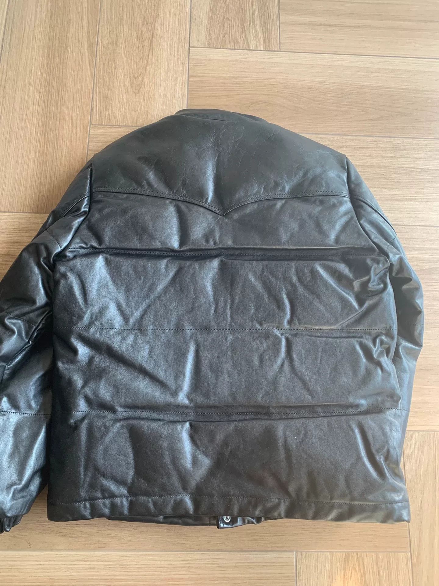 DOUBLE HELIX vintage black leather puffer jacket Size US XXL / EU 58 / 5 - 2 Thumbnail
