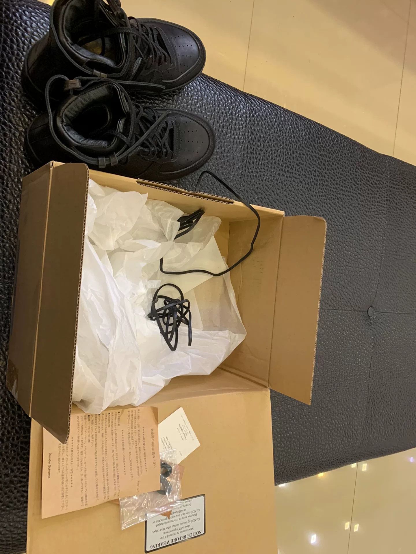 Hender Scheme handmade black leather high-top sneakers Size US 5 / EU 37 - 6 Thumbnail