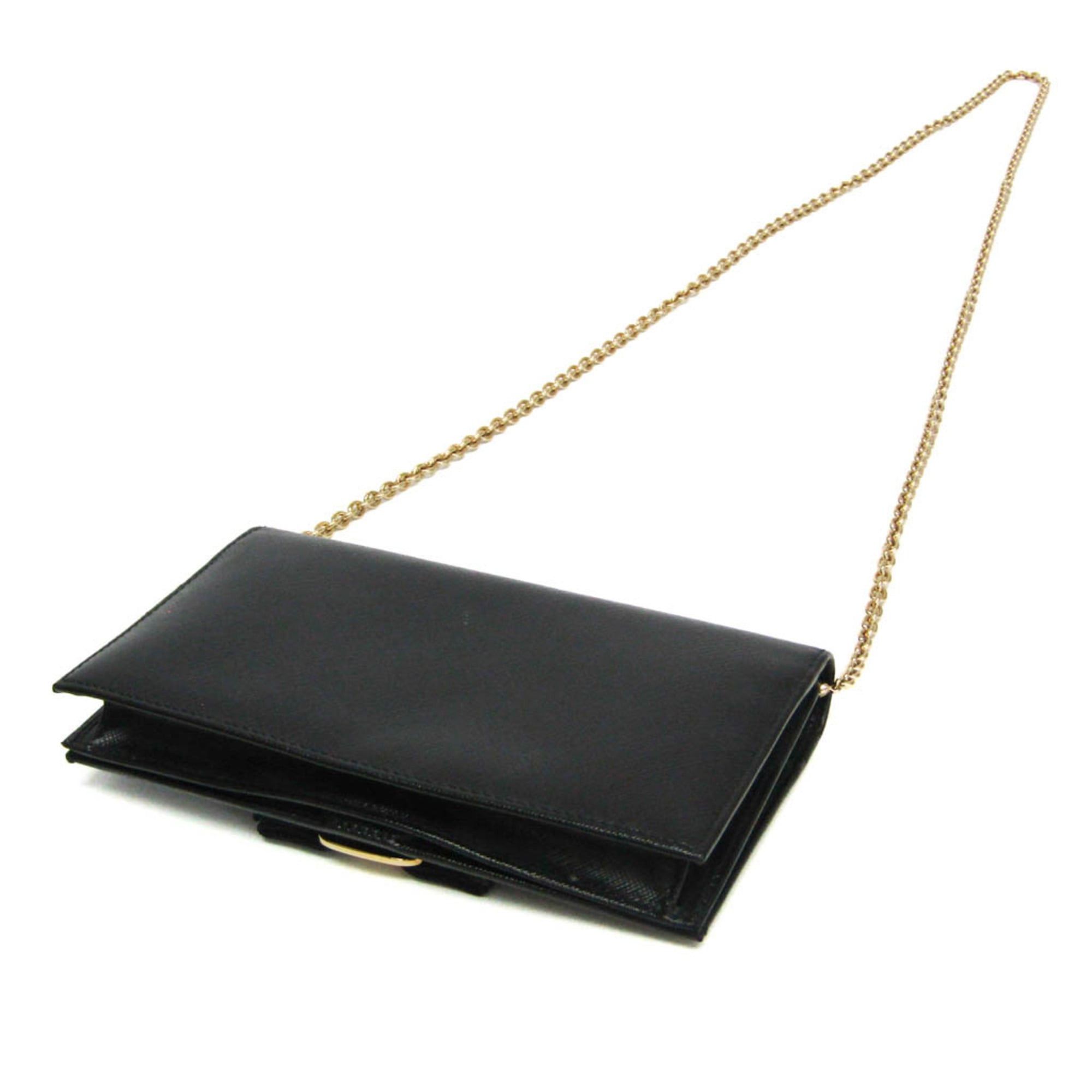 Salvatore Ferragamo Salvatore Ferragamo Vara KM-22 B850 Women's Leather Chain/Shoulder Wallet Black Size ONE SIZE - 3 Thumbnail