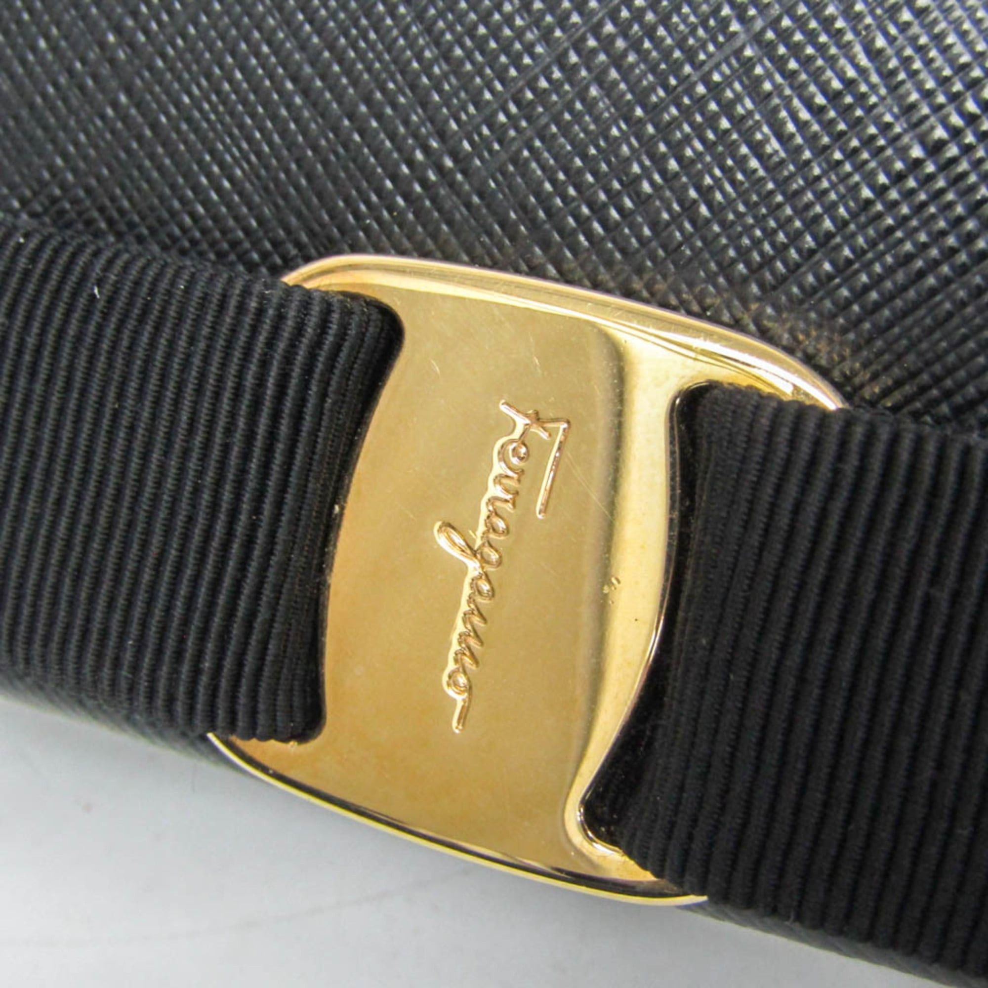 Salvatore Ferragamo Salvatore Ferragamo Vara KM-22 B850 Women's Leather Chain/Shoulder Wallet Black Size ONE SIZE - 8 Thumbnail