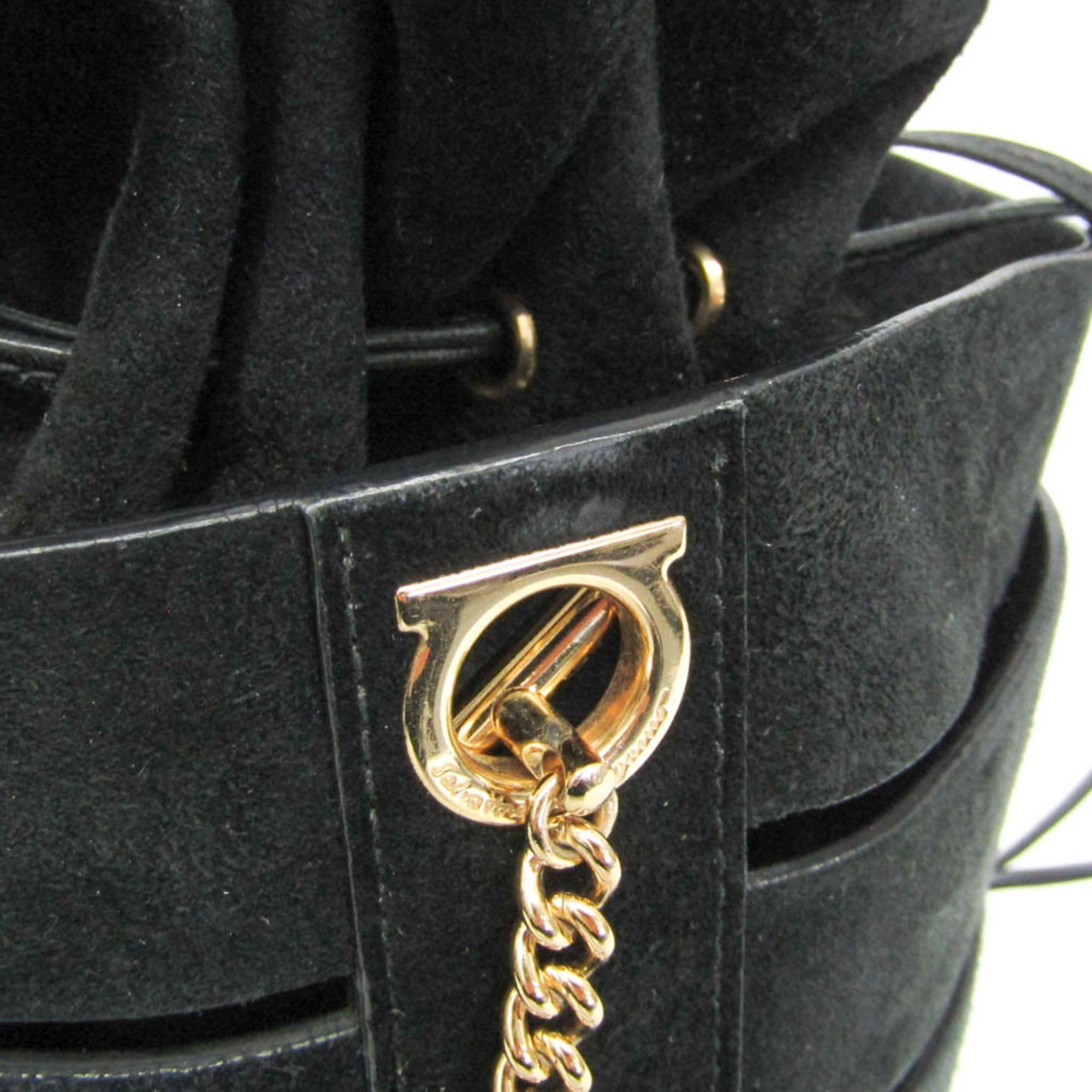 Salvatore Ferragamo Salvatore Ferragamo Gancini GE-21 F468 Women's Leather Shoulder Bag Black Size ONE SIZE - 9 Thumbnail