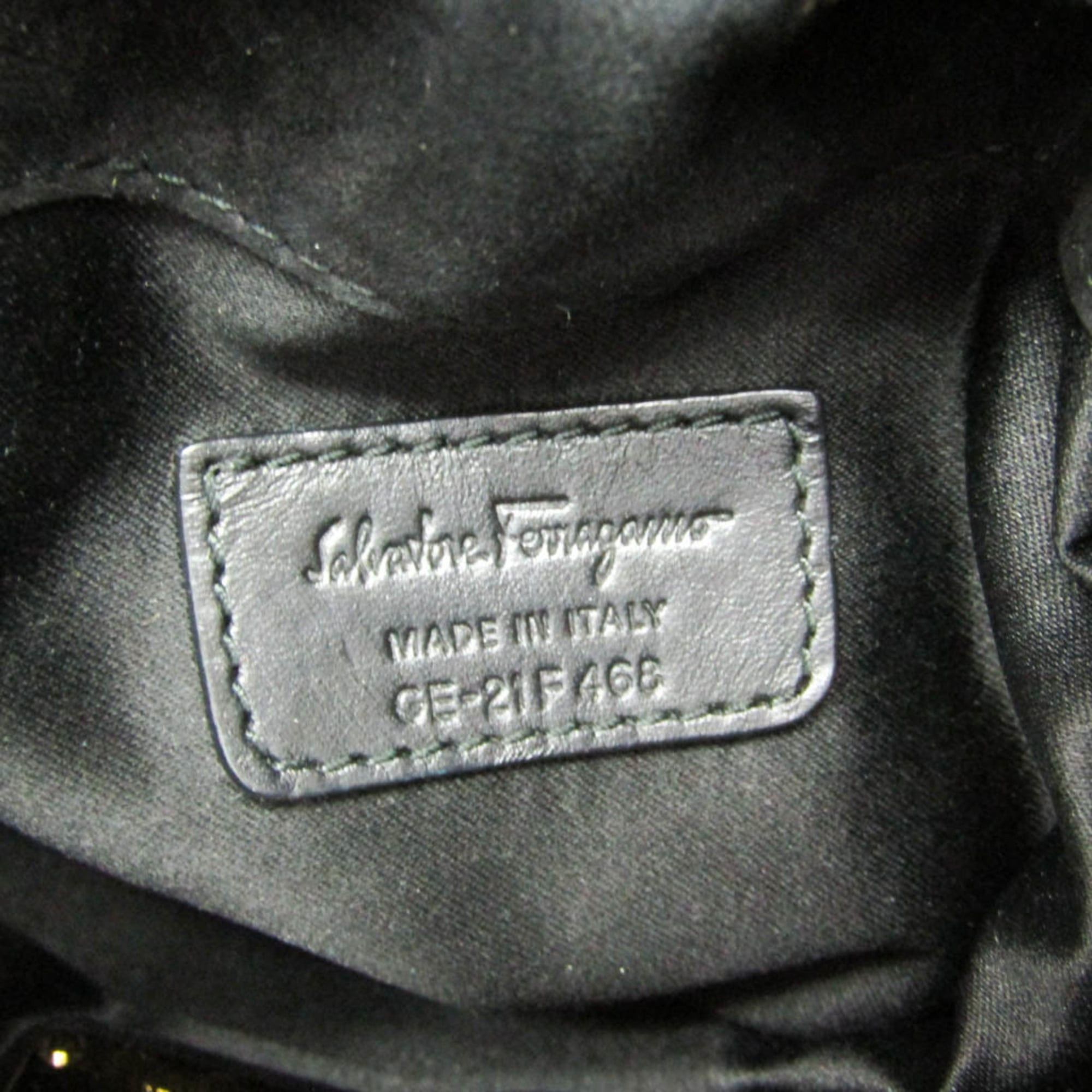 Salvatore Ferragamo Salvatore Ferragamo Gancini GE-21 F468 Women's Leather Shoulder Bag Black Size ONE SIZE - 20 Thumbnail