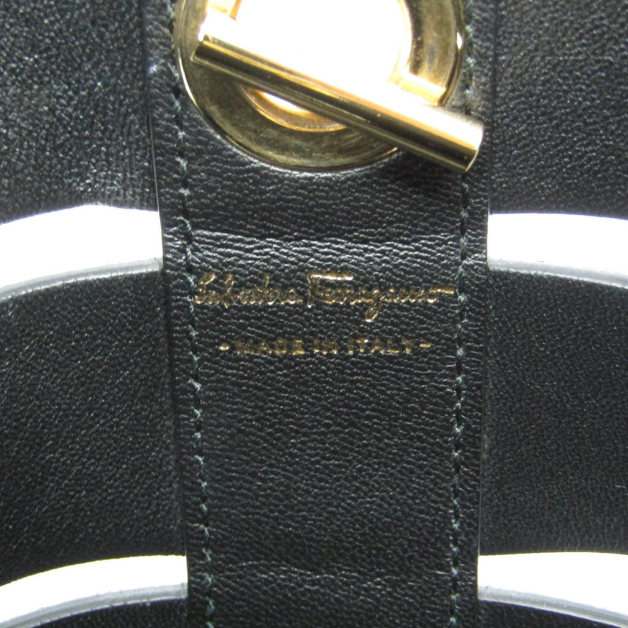 Salvatore Ferragamo Salvatore Ferragamo Gancini GE-21 F468 Women's Leather Shoulder Bag Black Size ONE SIZE - 19 Thumbnail