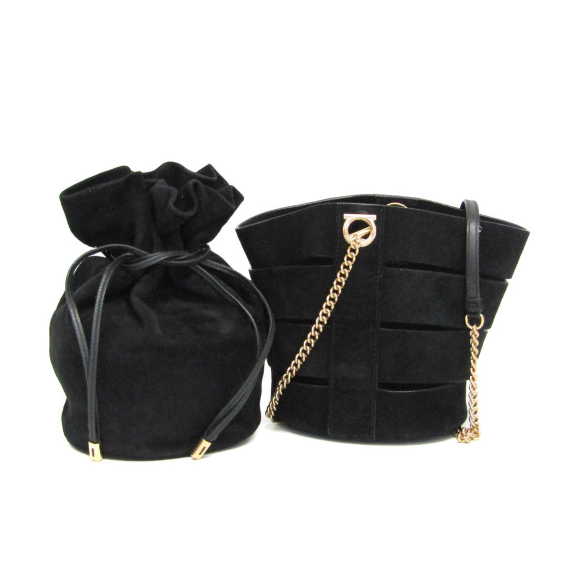 Salvatore Ferragamo Salvatore Ferragamo Gancini GE-21 F468 Women's Leather Shoulder Bag Black Size ONE SIZE - 2 Thumbnail