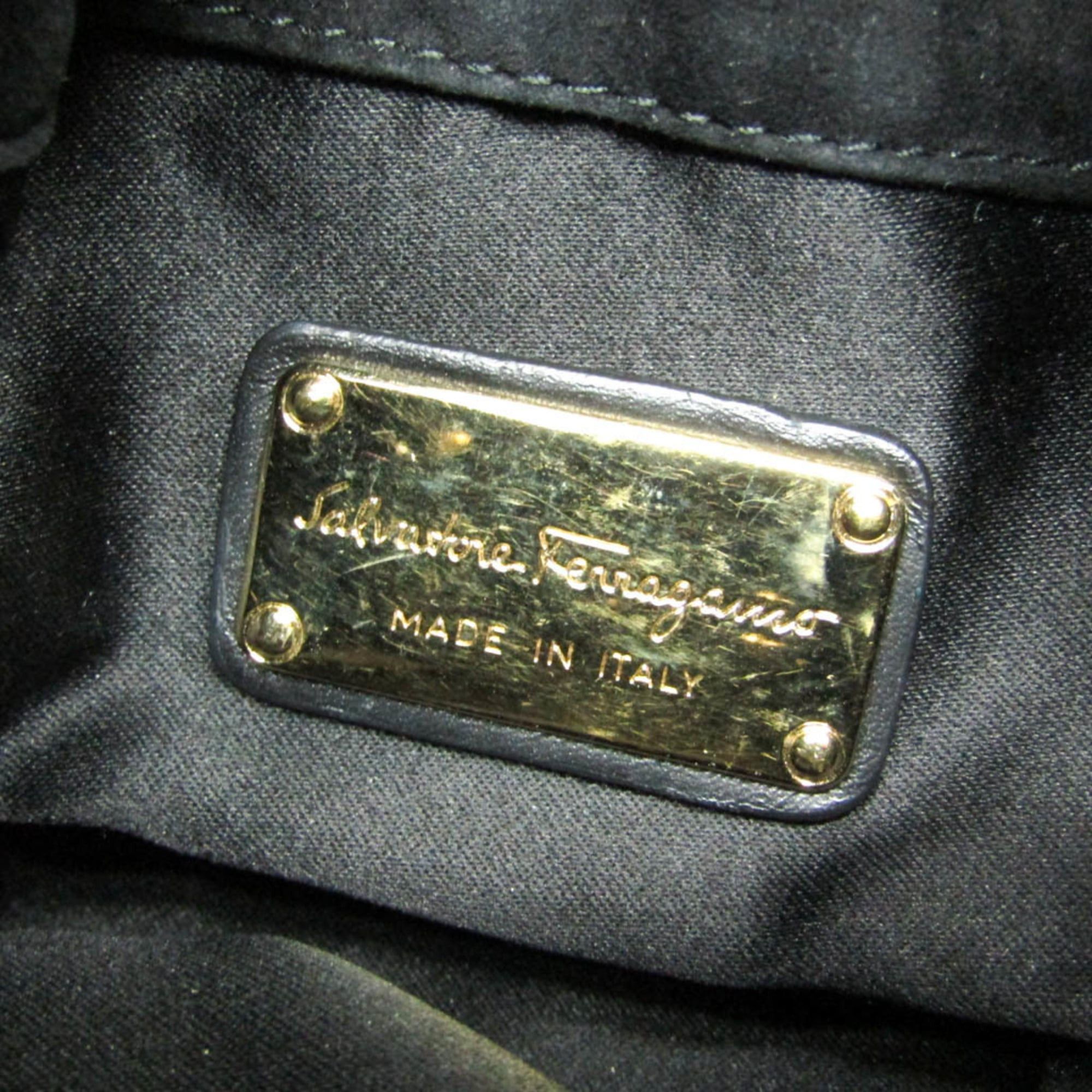 Salvatore Ferragamo Salvatore Ferragamo Gancini GE-21 F468 Women's Leather Shoulder Bag Black Size ONE SIZE - 18 Thumbnail