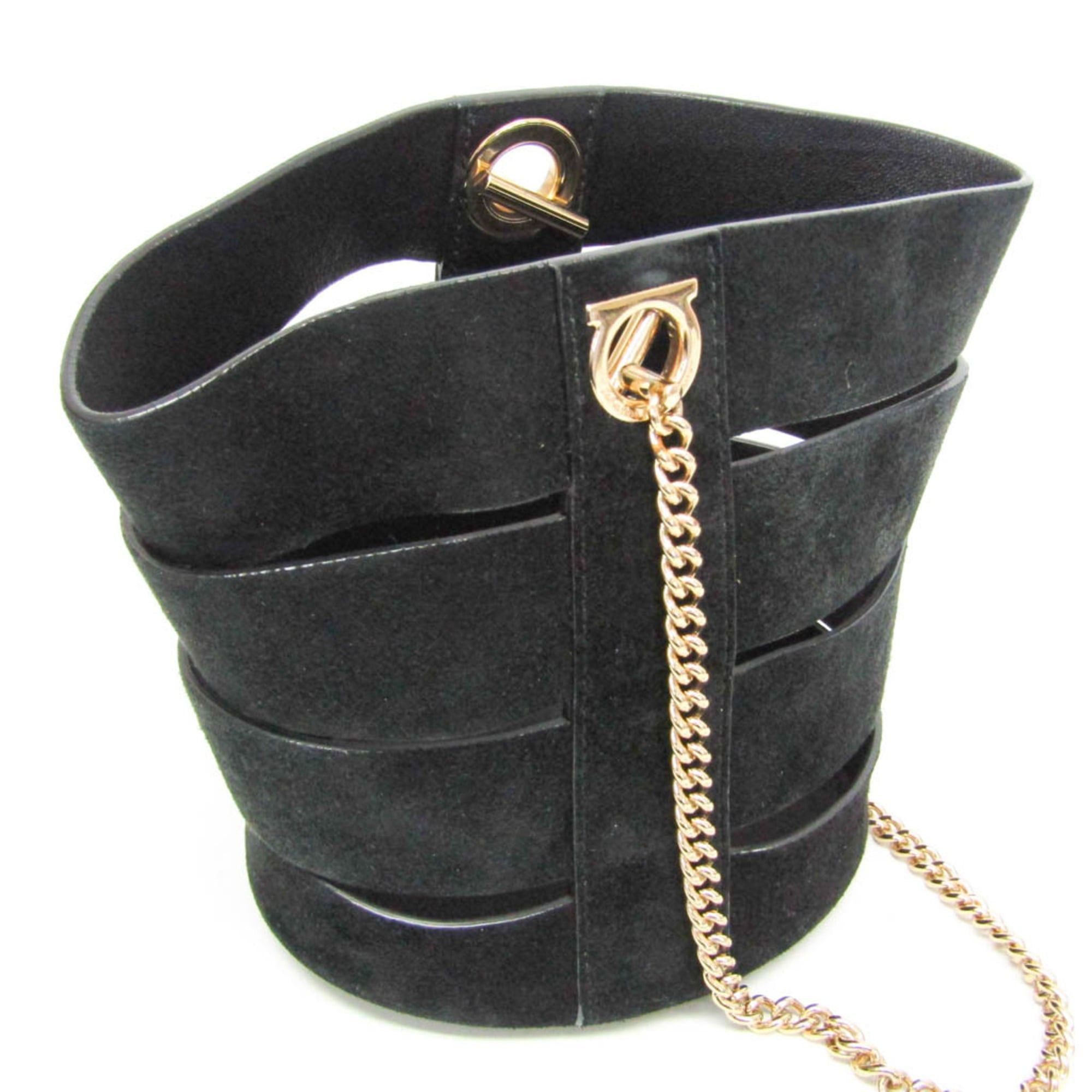 Salvatore Ferragamo Salvatore Ferragamo Gancini GE-21 F468 Women's Leather Shoulder Bag Black Size ONE SIZE - 15 Thumbnail