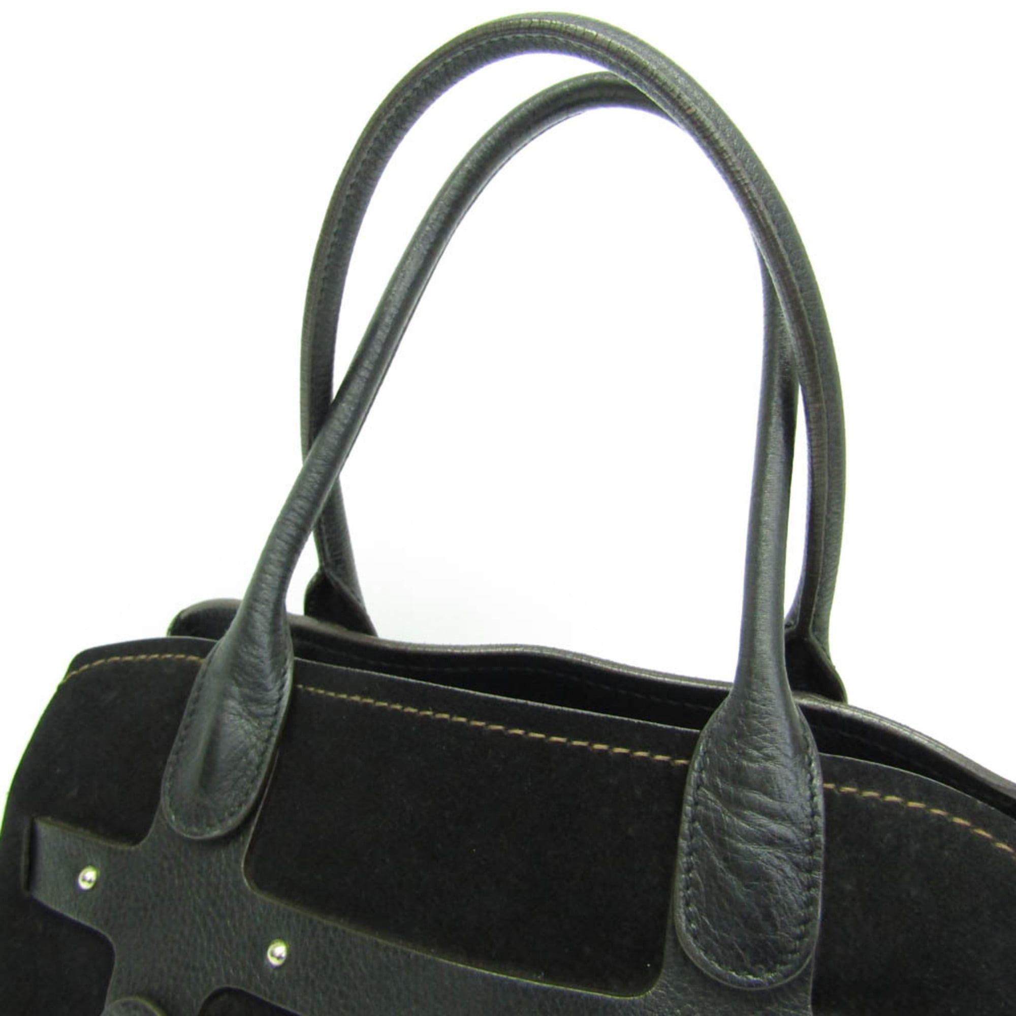 Salvatore Ferragamo Salvatore Ferragamo EE-21 7987 Women's Suede,Leather Handbag Black Size ONE SIZE - 10 Thumbnail