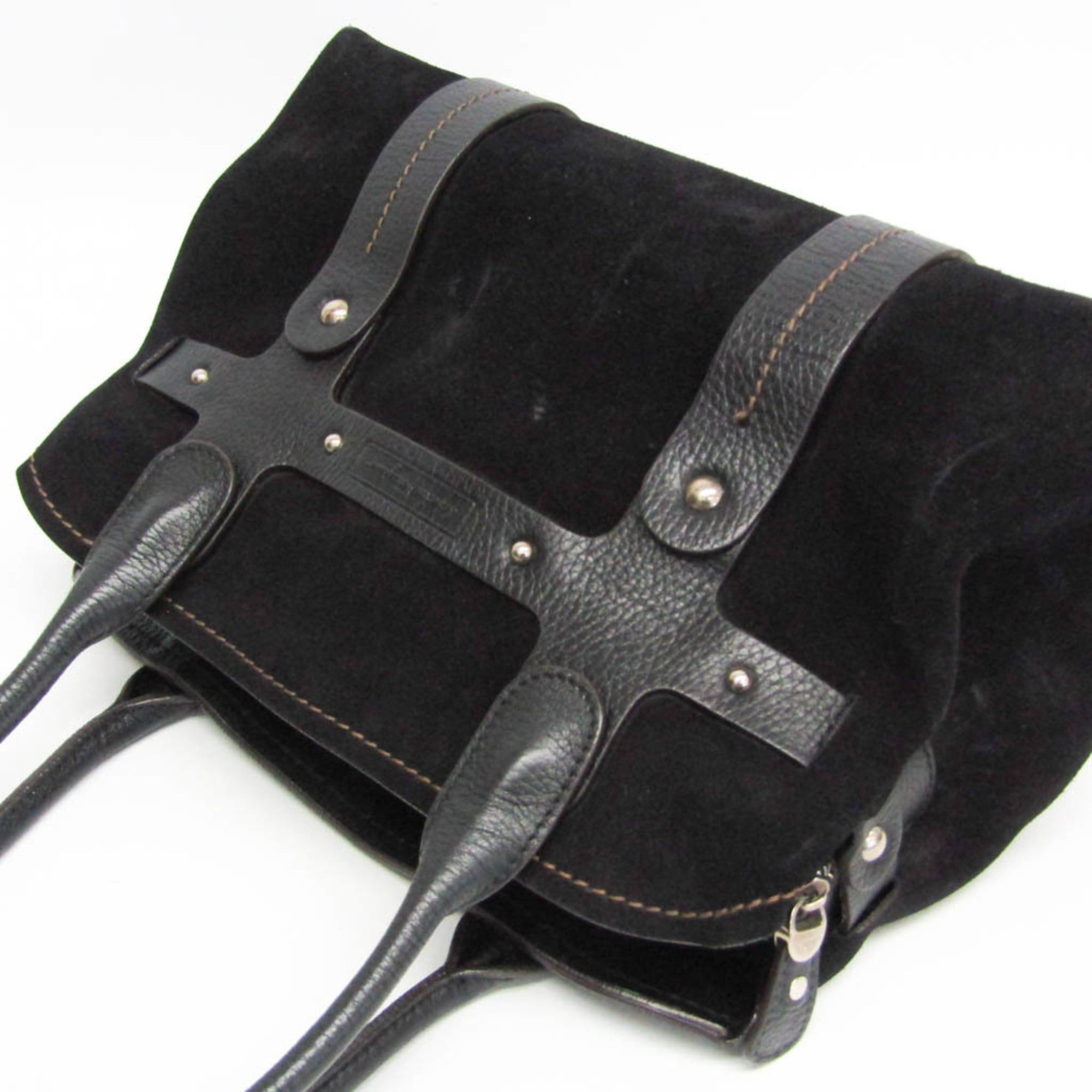 Salvatore Ferragamo Salvatore Ferragamo EE-21 7987 Women's Suede,Leather Handbag Black Size ONE SIZE - 6 Thumbnail