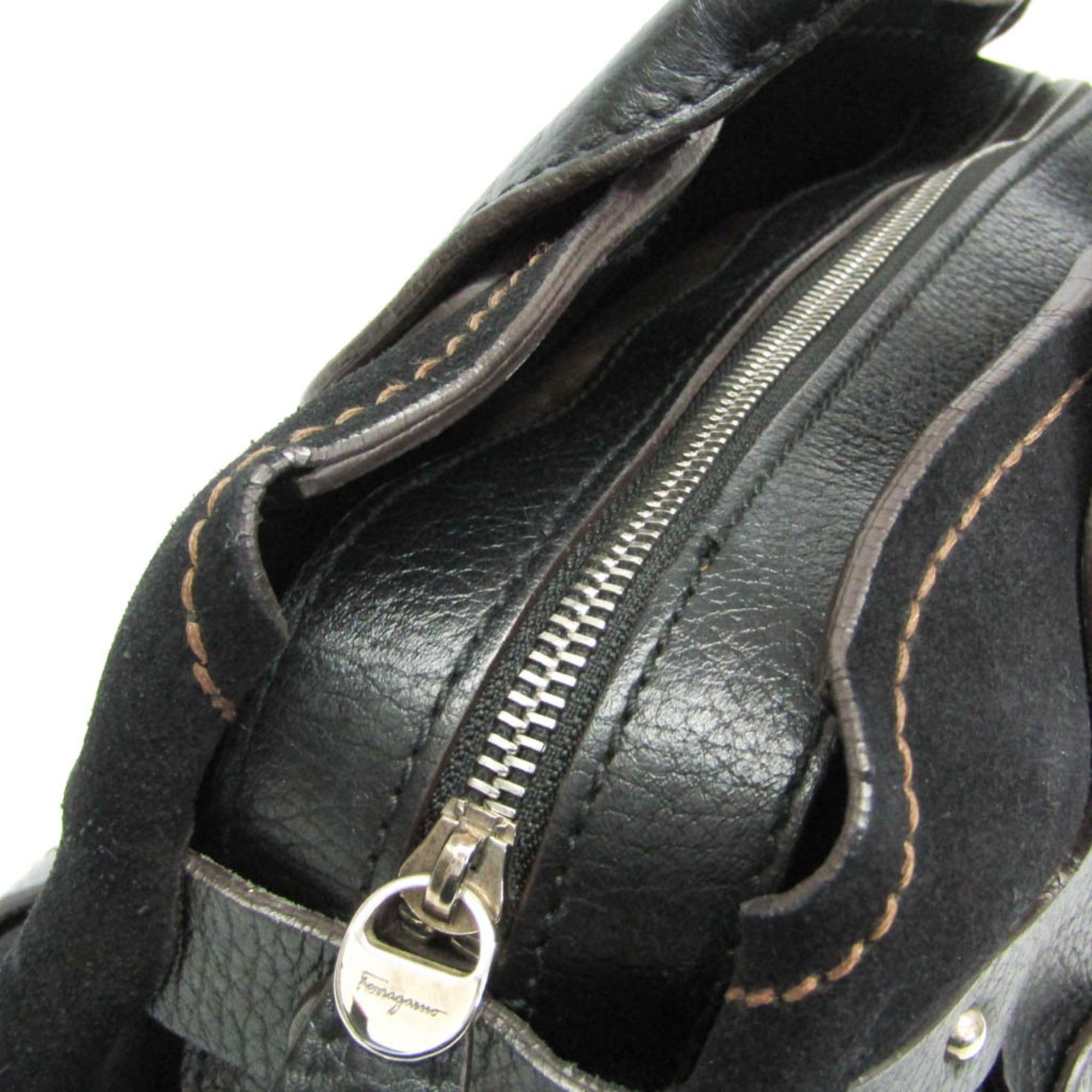 Salvatore Ferragamo Salvatore Ferragamo EE-21 7987 Women's Suede,Leather Handbag Black Size ONE SIZE - 7 Thumbnail