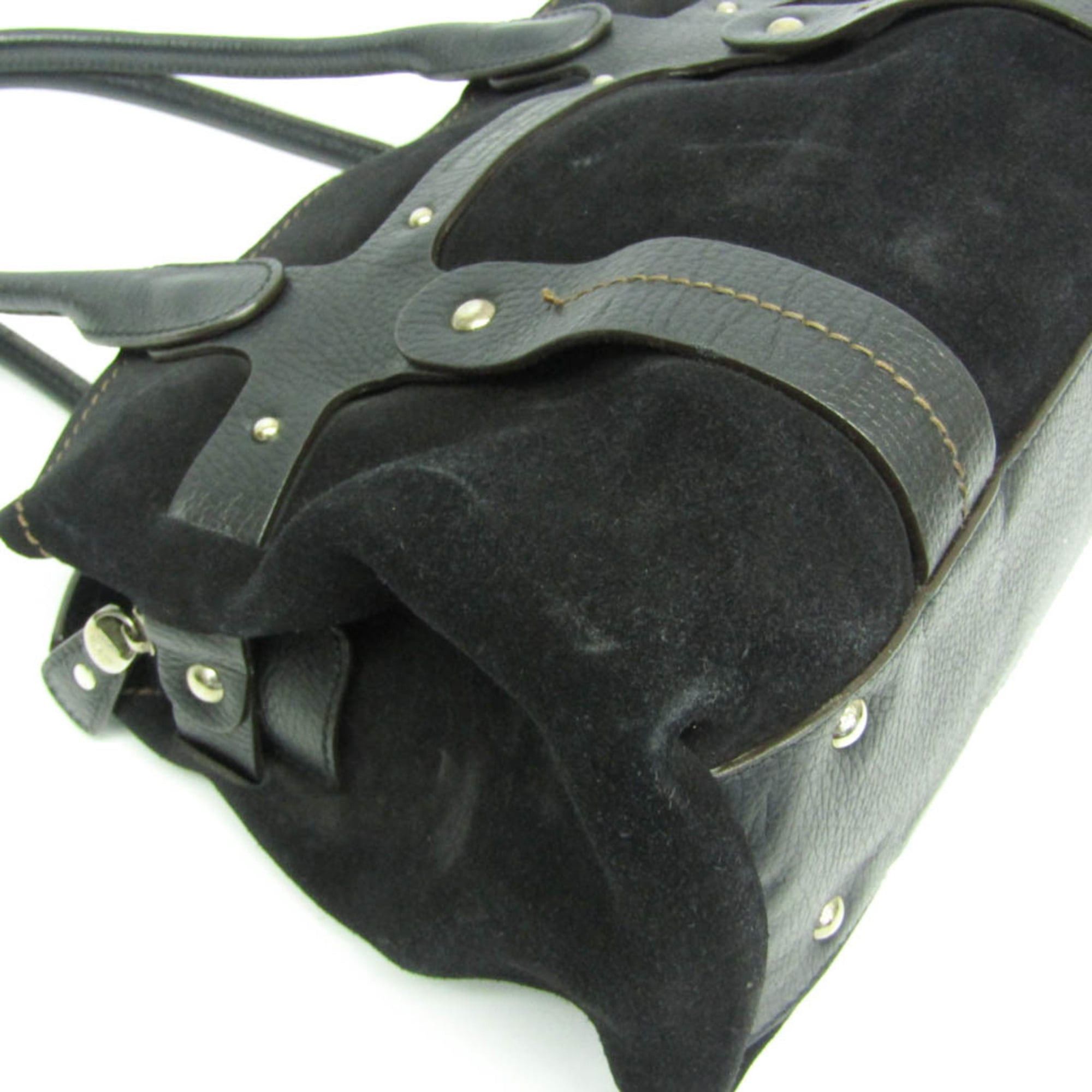 Salvatore Ferragamo Salvatore Ferragamo EE-21 7987 Women's Suede,Leather Handbag Black Size ONE SIZE - 5 Thumbnail