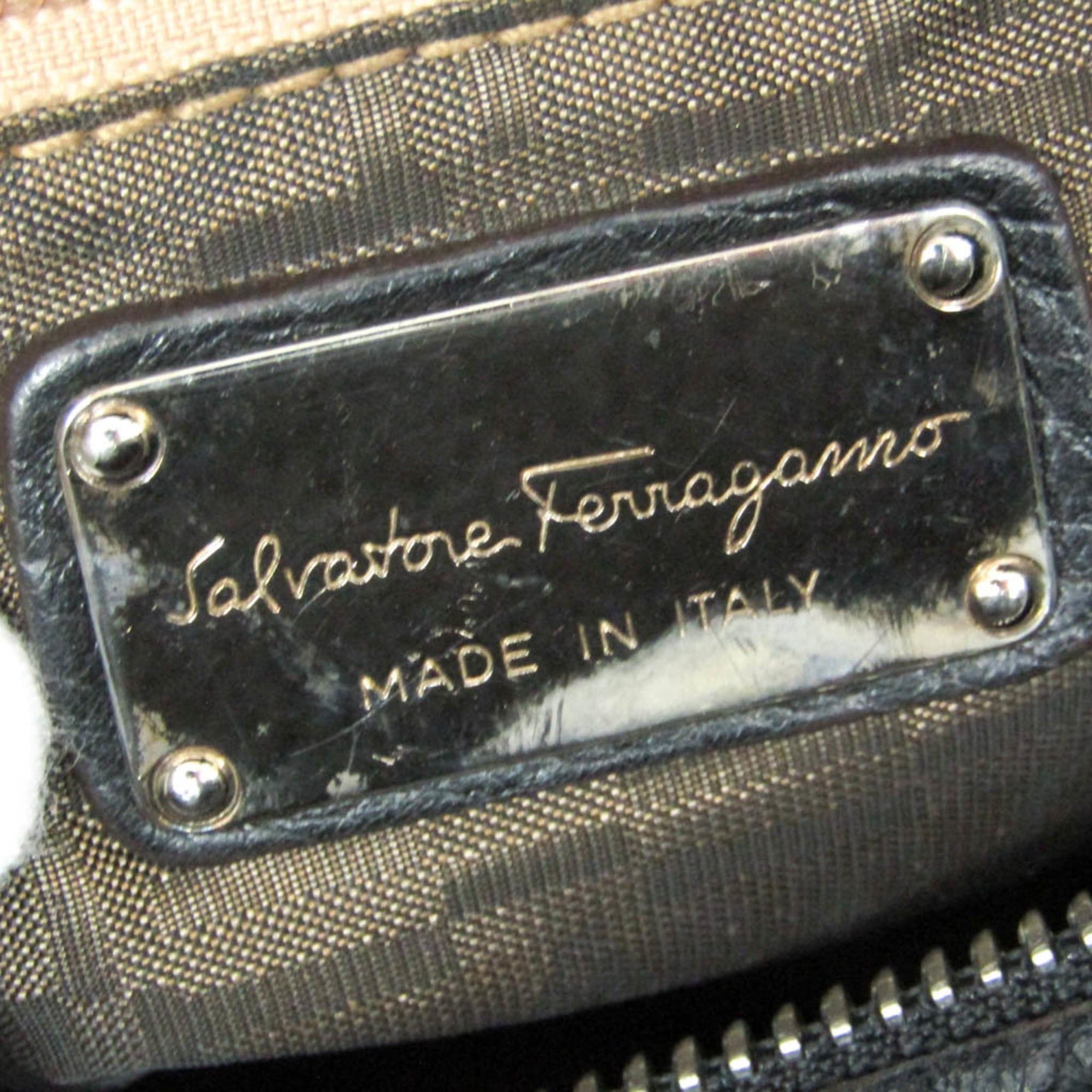 Salvatore Ferragamo Salvatore Ferragamo EE-21 7987 Women's Suede,Leather Handbag Black Size ONE SIZE - 15 Thumbnail