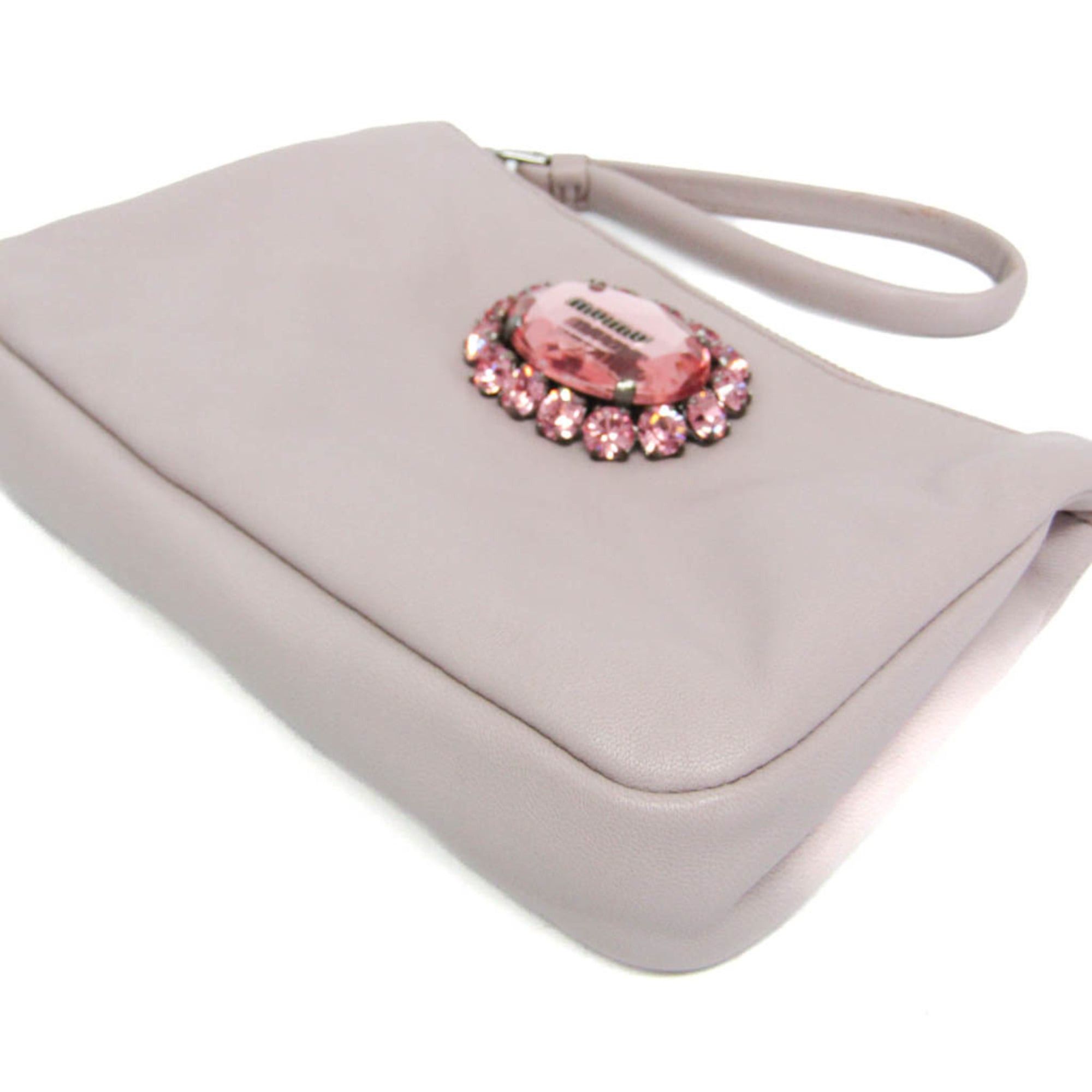 Miu Miu Miu Miu NAPPA CRISTAL RP0196 Women's Leather Pouch Pink Size ONE SIZE - 5 Thumbnail