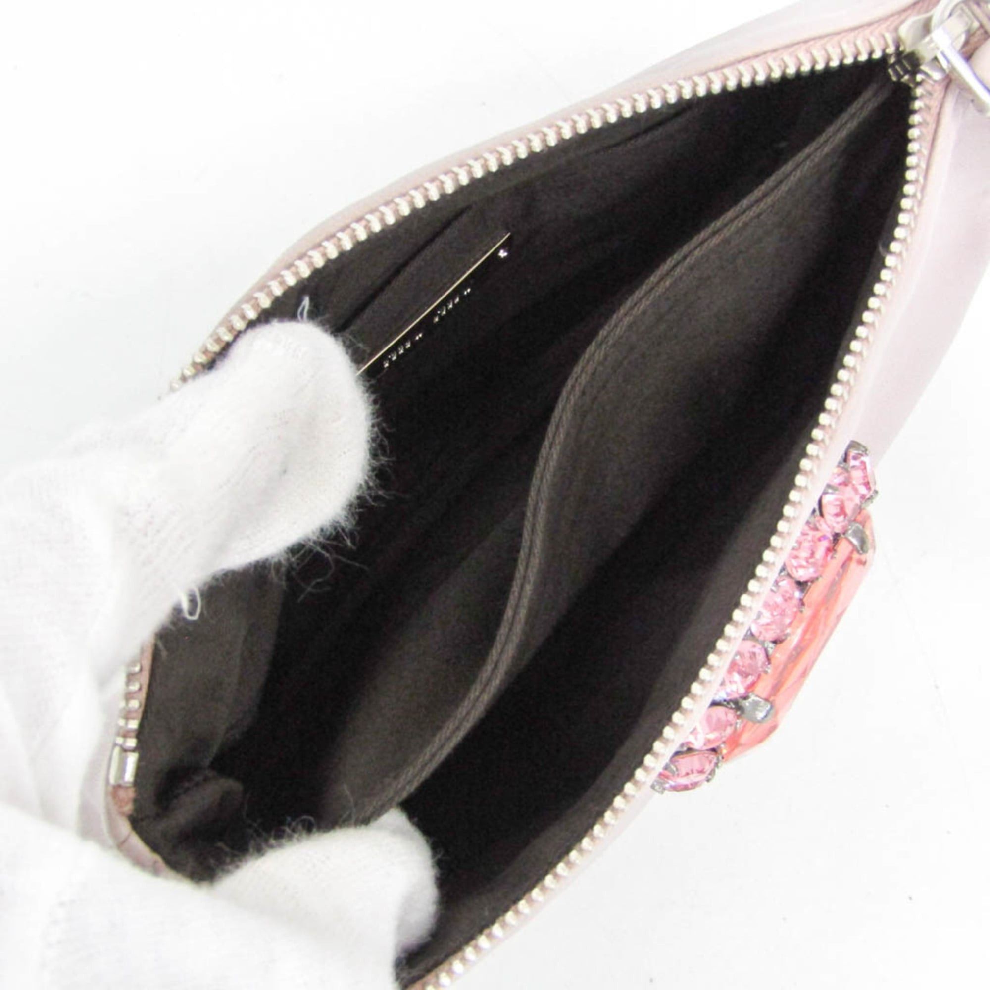 Miu Miu Miu Miu NAPPA CRISTAL RP0196 Women's Leather Pouch Pink Size ONE SIZE - 4 Thumbnail