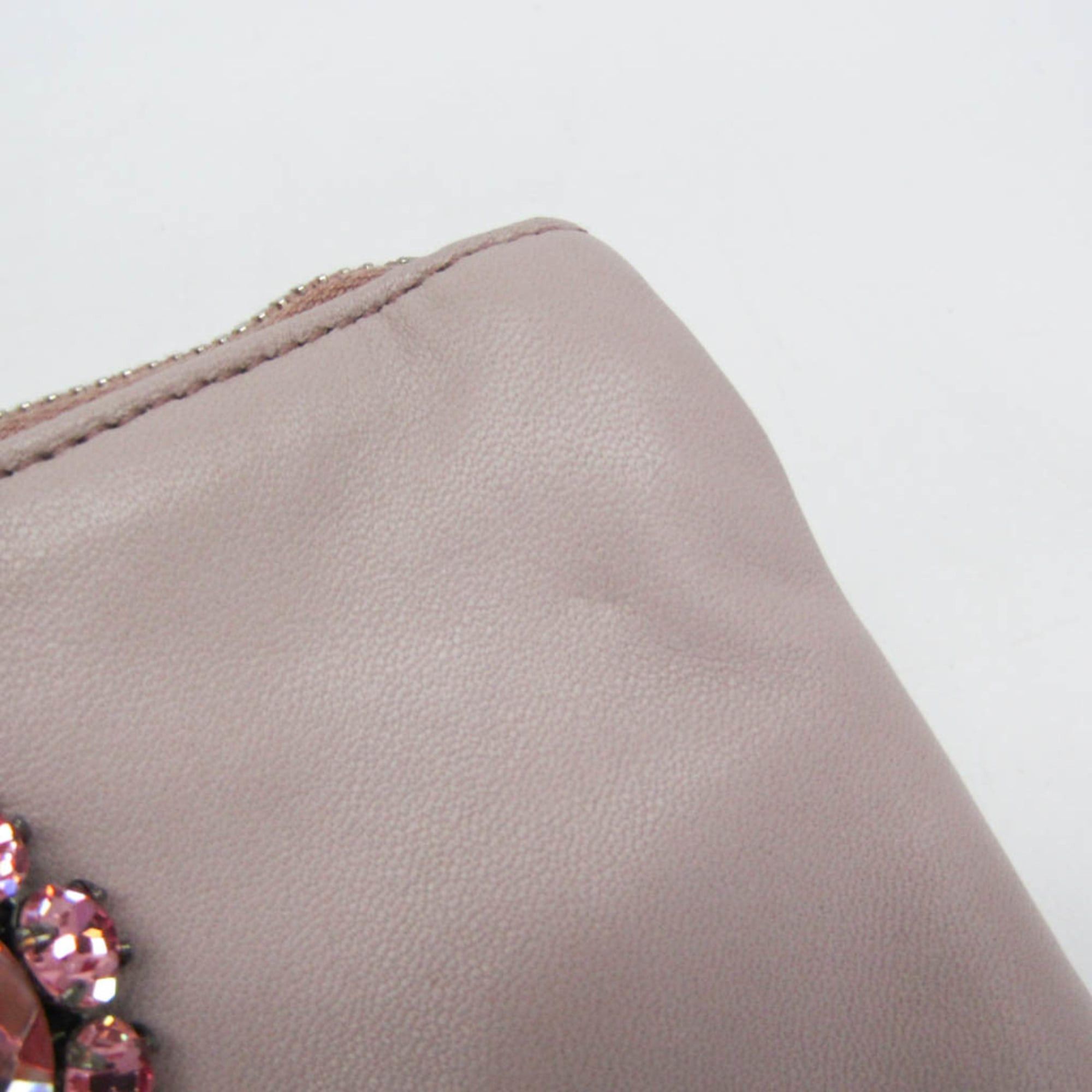 Miu Miu Miu Miu NAPPA CRISTAL RP0196 Women's Leather Pouch Pink Size ONE SIZE - 10 Thumbnail
