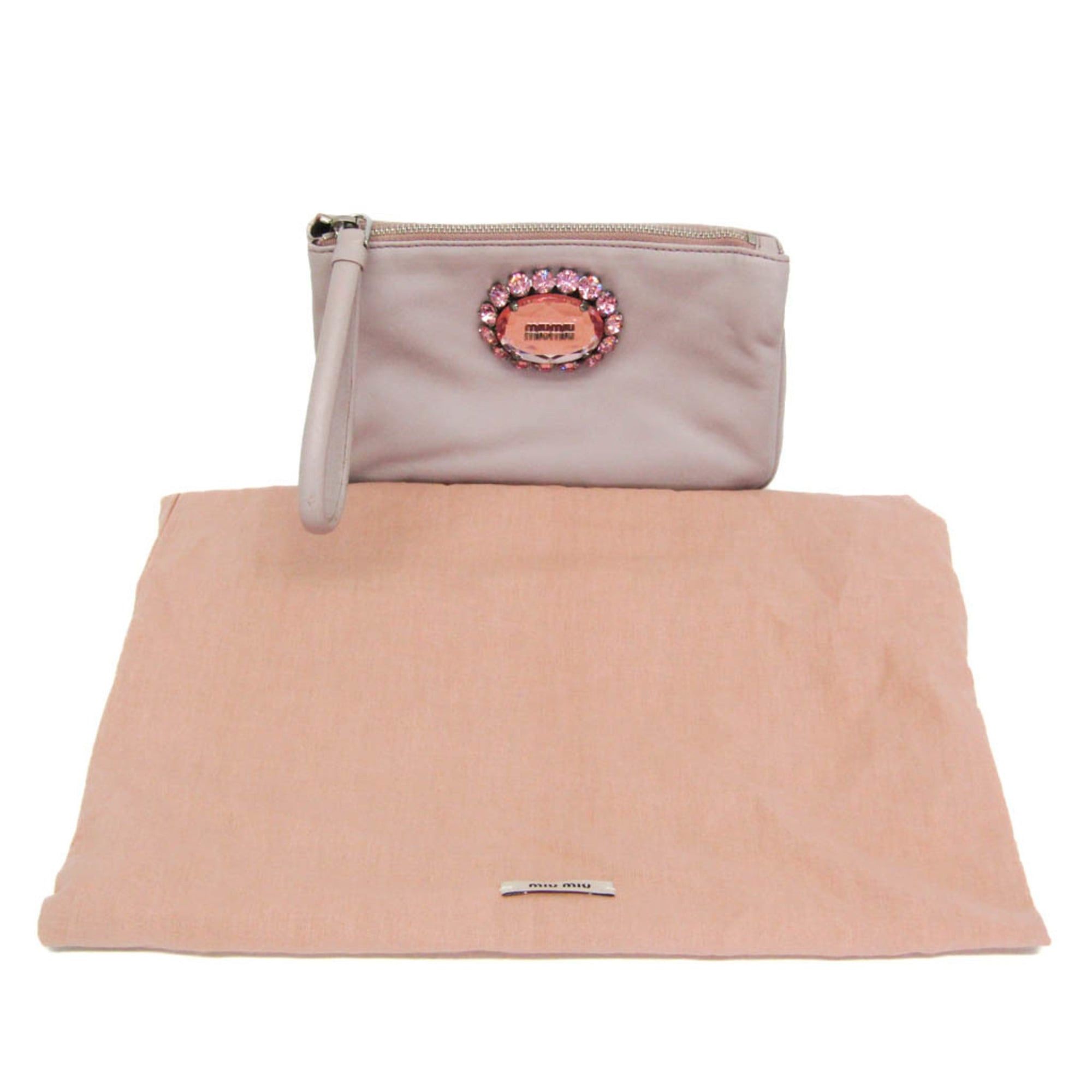 Miu Miu Miu Miu NAPPA CRISTAL RP0196 Women's Leather Pouch Pink Size ONE SIZE - 2 Thumbnail