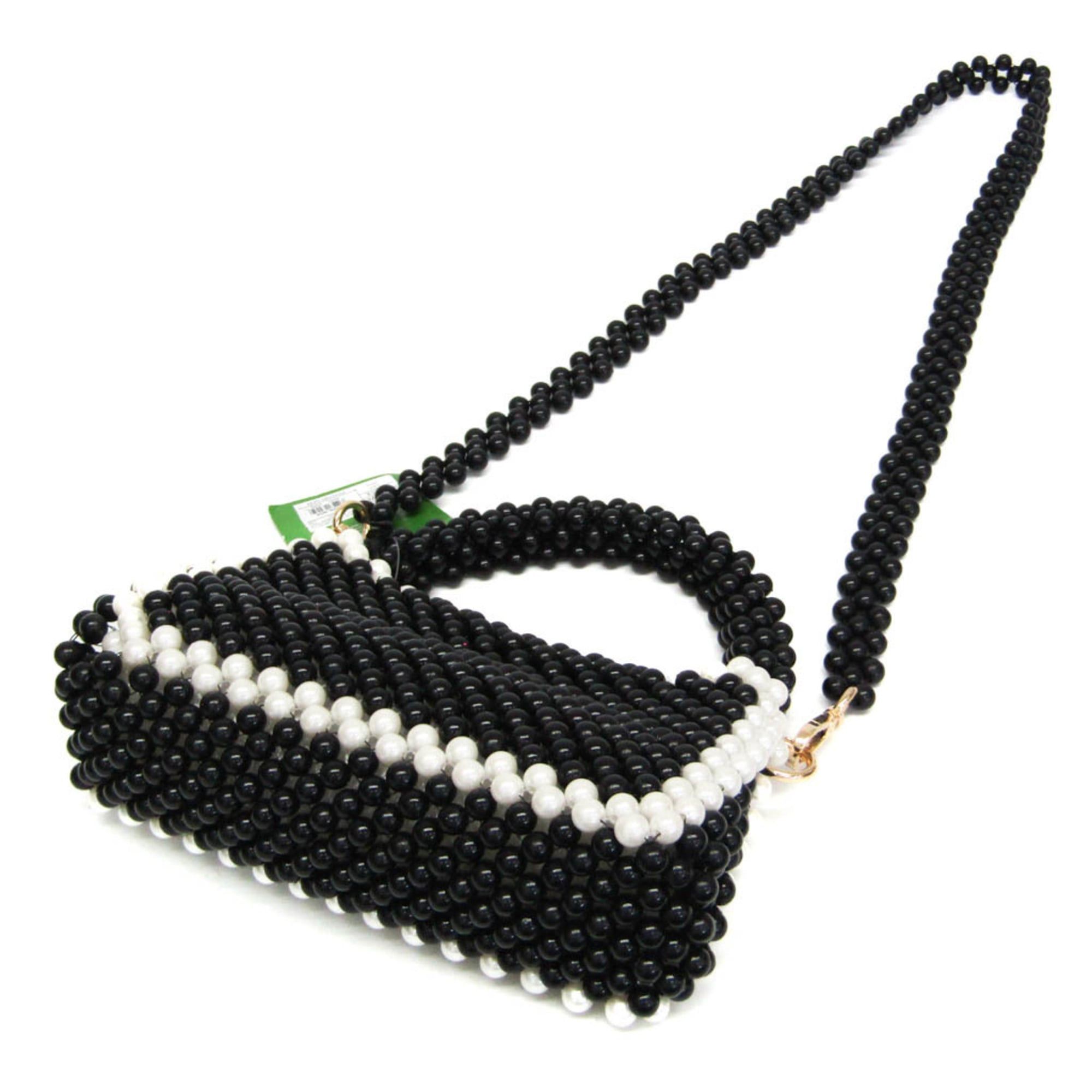 Kate Spade Kate Spade X Target Colorblock Beaded Crossbody Bag Women's Plastic Handbag,Shoulder Bag Black,Pearl White Size ONE SIZE - 2 Thumbnail
