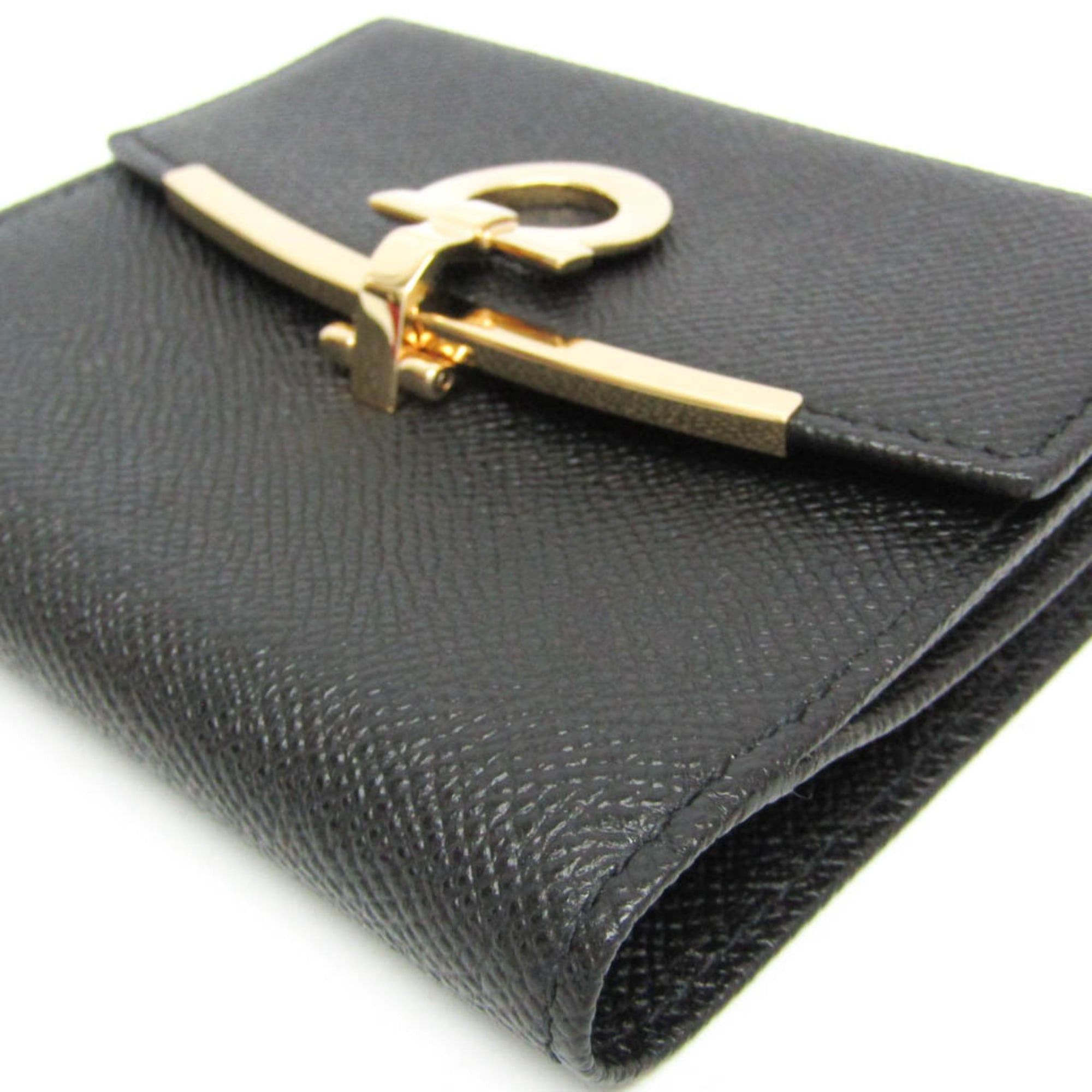 Salvatore Ferragamo Salvatore Ferragamo Gancini DP-22 C877 Women's Leather Middle Wallet (bi-fold) Black Size ONE SIZE - 6 Thumbnail