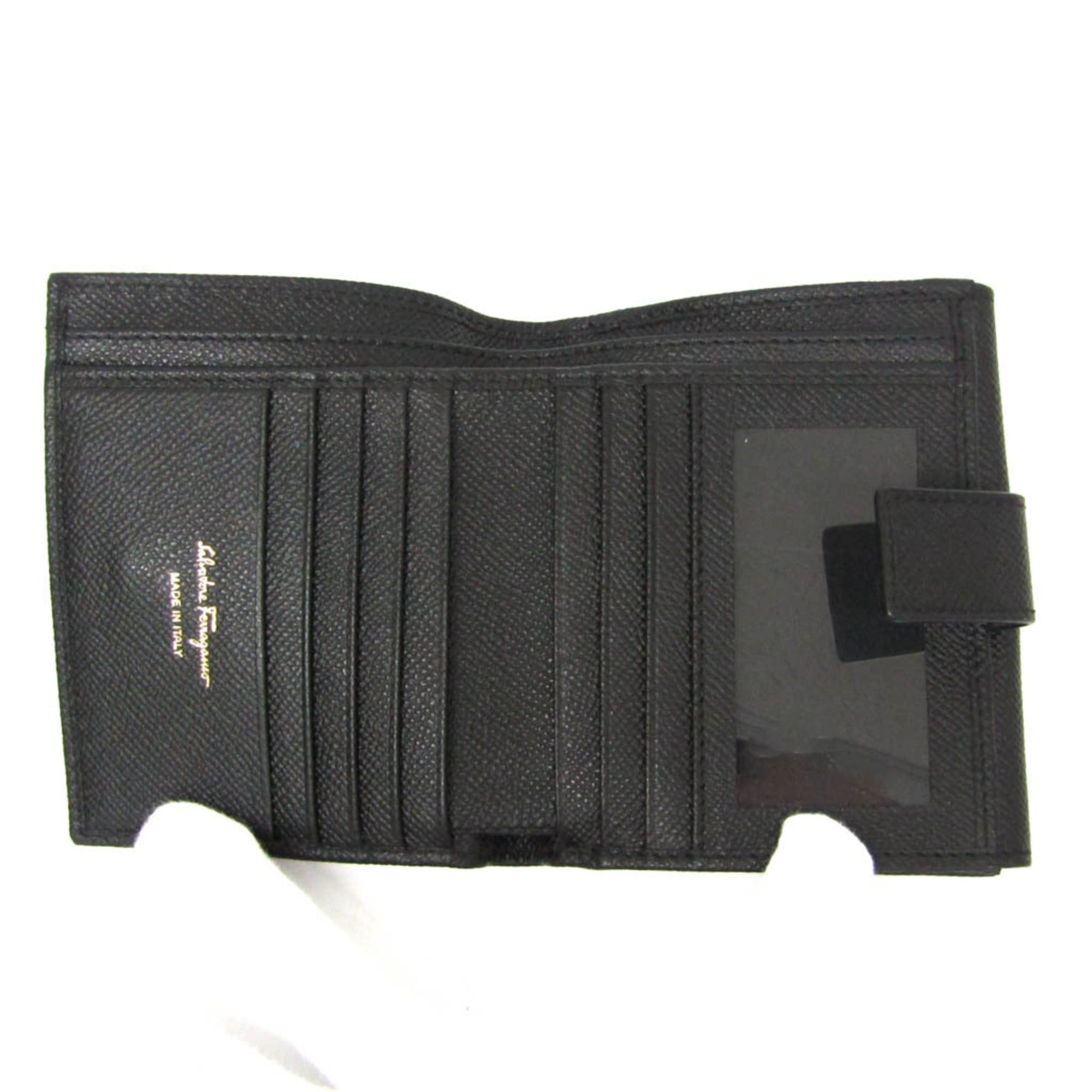 Salvatore Ferragamo Salvatore Ferragamo Gancini DP-22 C877 Women's Leather Middle Wallet (bi-fold) Black Size ONE SIZE - 4 Thumbnail