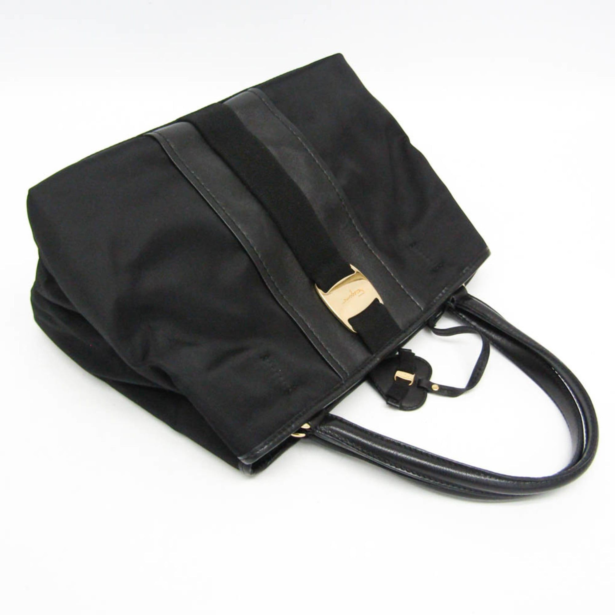 Salvatore Ferragamo Salvatore Ferragamo Vara GG-21 E223 Women's Nylon,Leather Handbag Black Size ONE SIZE - 5 Thumbnail