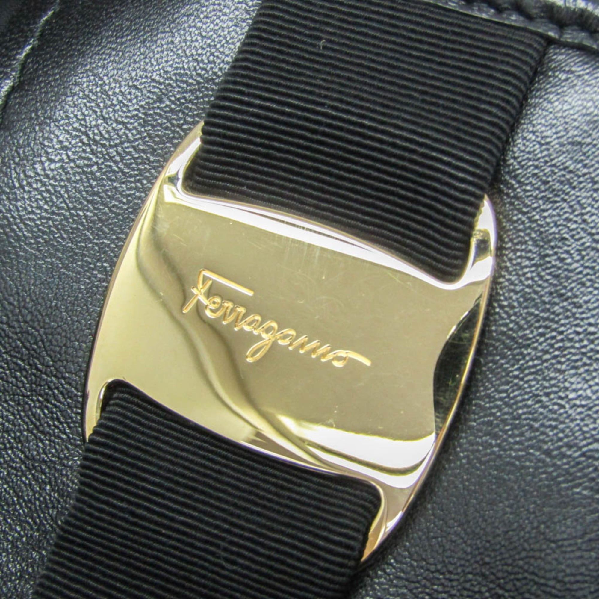 Salvatore Ferragamo Salvatore Ferragamo Vara GG-21 E223 Women's Nylon,Leather Handbag Black Size ONE SIZE - 10 Thumbnail