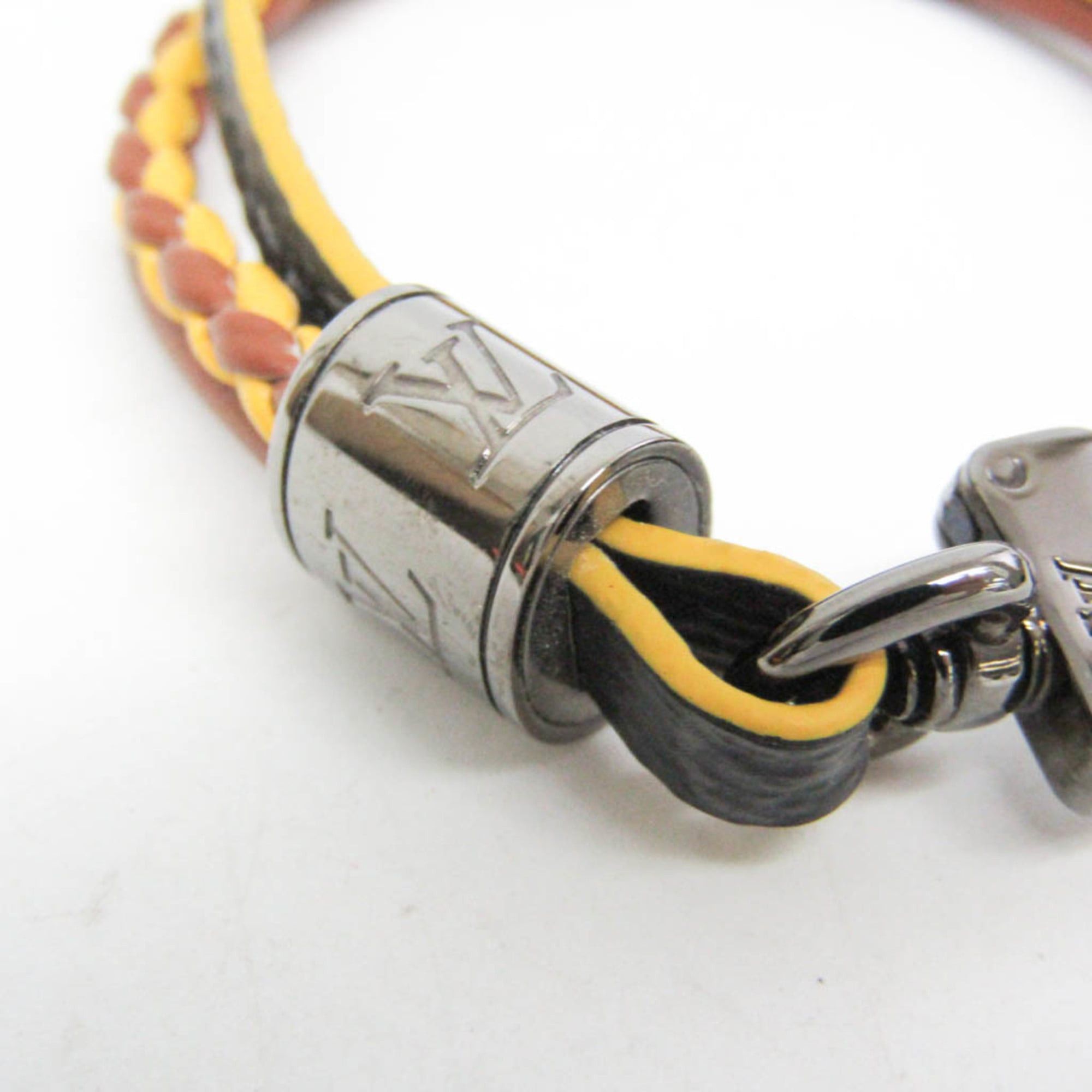 Louis Vuitton Louis Vuitton Damier Graphite LV Treble Bracelet M6423 Damier Graphite,Leather Bangle Black,Brown,Yellow Size ONE SIZE - 5 Thumbnail