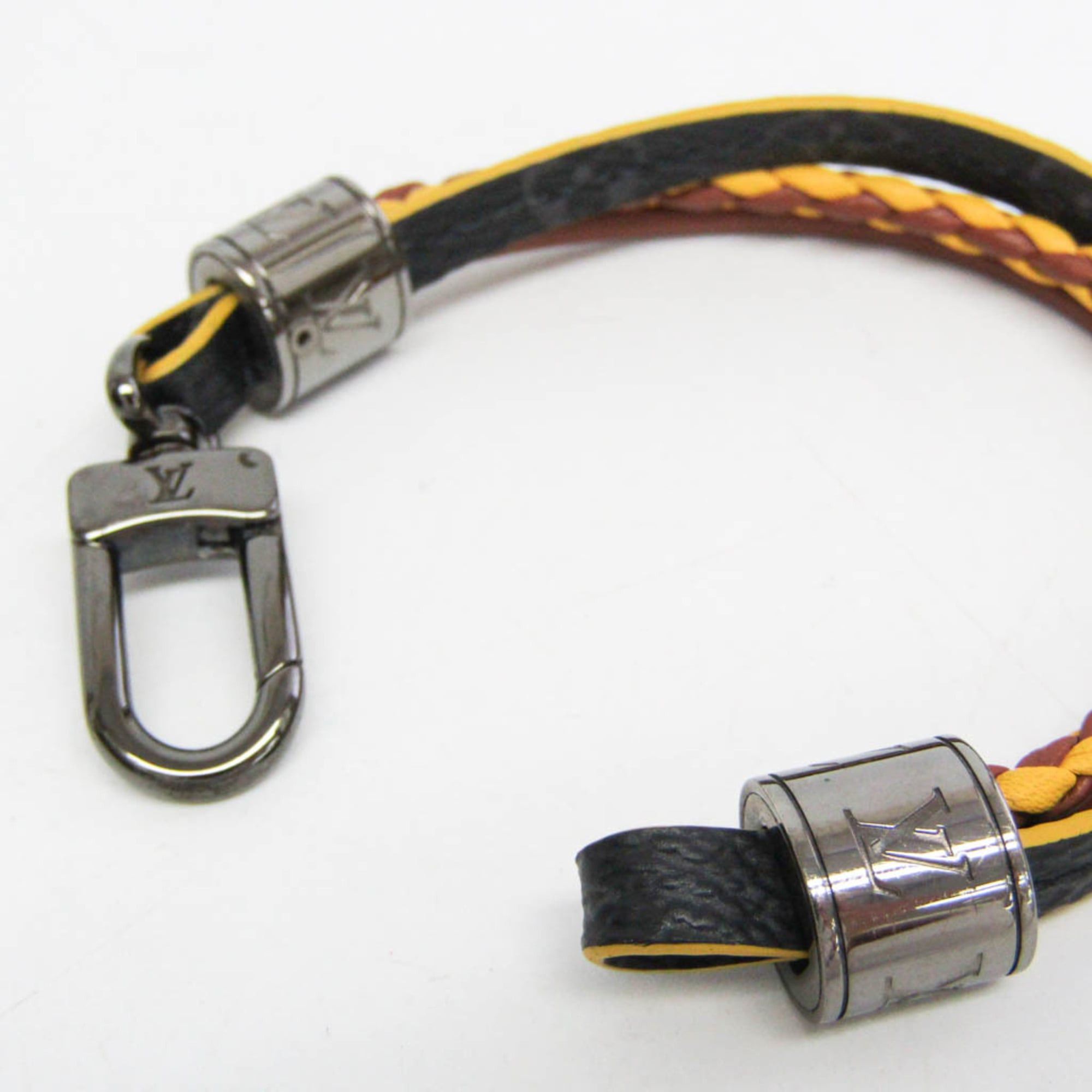 Louis Vuitton Louis Vuitton Damier Graphite LV Treble Bracelet M6423 Damier Graphite,Leather Bangle Black,Brown,Yellow Size ONE SIZE - 3 Thumbnail