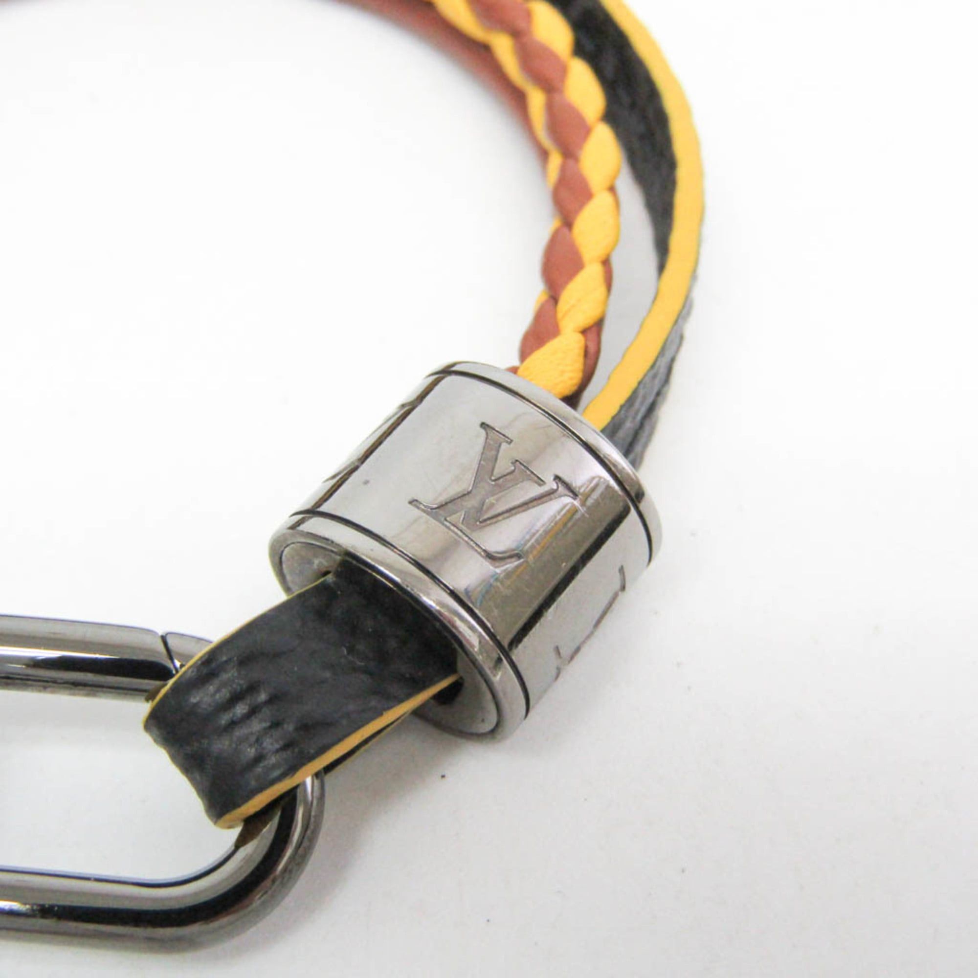 Louis Vuitton Louis Vuitton Damier Graphite LV Treble Bracelet M6423 Damier Graphite,Leather Bangle Black,Brown,Yellow Size ONE SIZE - 4 Thumbnail