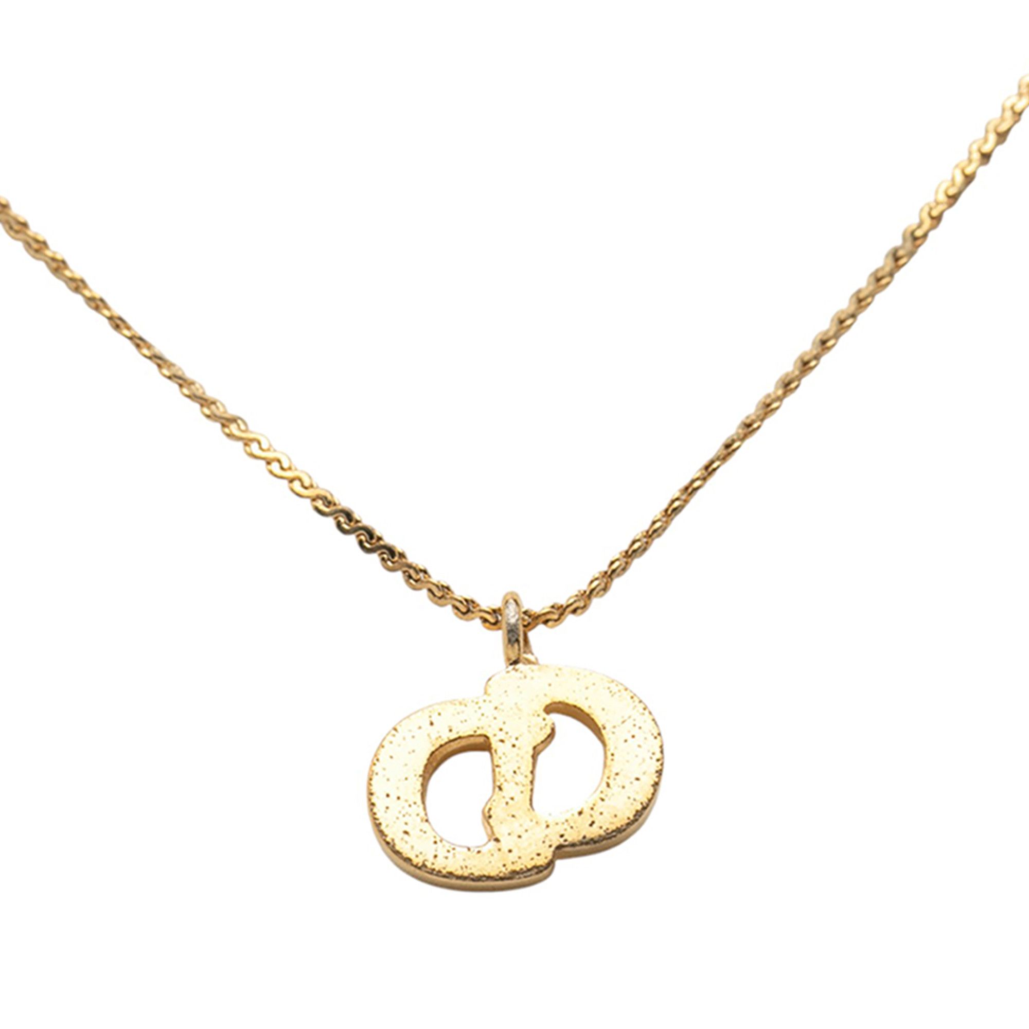 Dior Dior Gold Plated Rhinestone CD Logo Pendant Necklace Size ONE SIZE - 3 Thumbnail