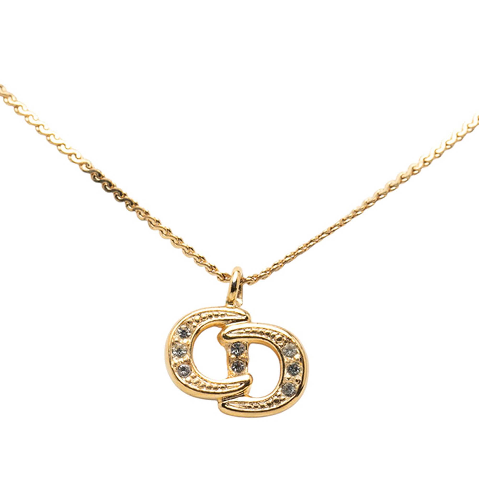 Dior Dior Gold Plated Rhinestone CD Logo Pendant Necklace Size ONE SIZE - 2 Thumbnail