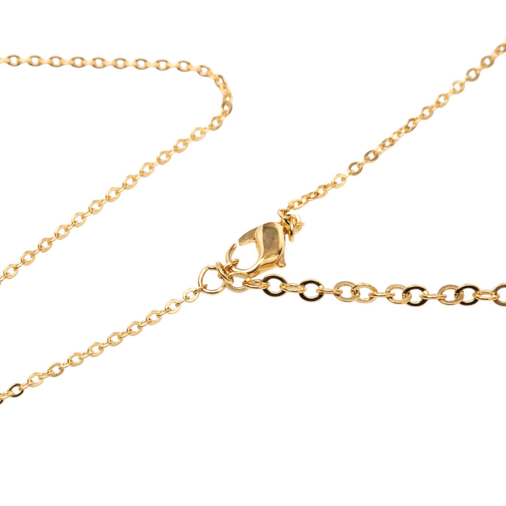 Dior Dior Gold Plated Rhinestone Logo Heart Pendant Necklace Size ONE SIZE - 4 Thumbnail