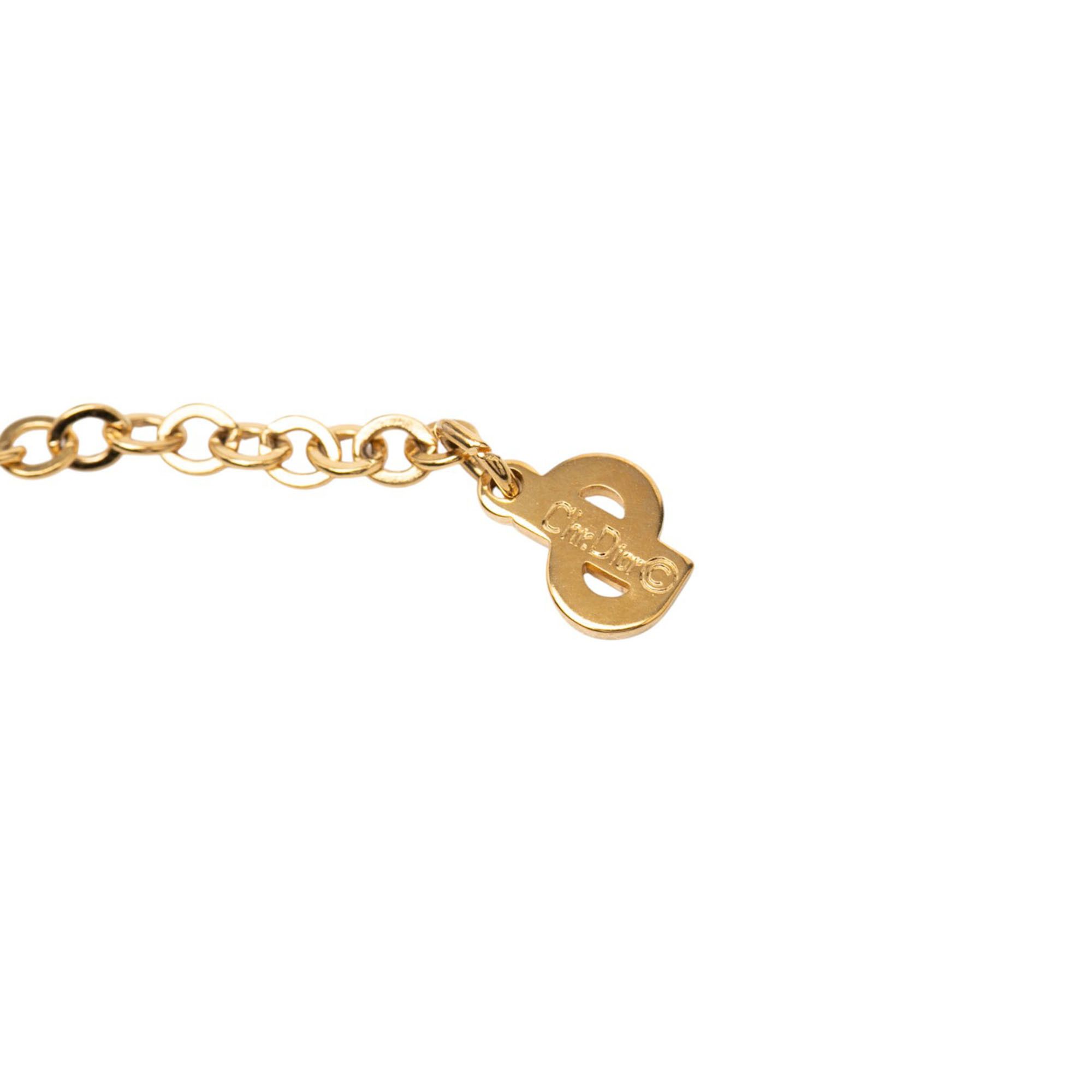 Dior Dior Gold Plated Rhinestone Logo Heart Pendant Necklace Size ONE SIZE - 5 Thumbnail