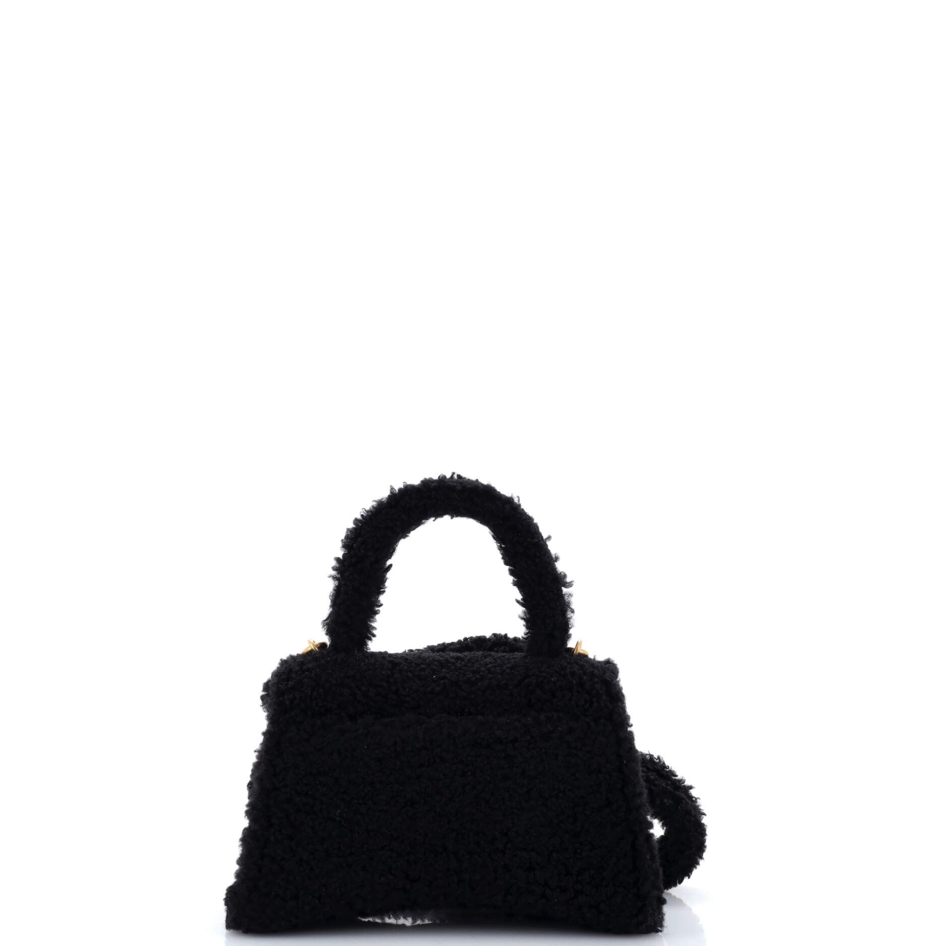 Balenciaga Fluffy Hourglass Top Handle Bag Faux Fur Small Size ONE SIZE - 2 Thumbnail