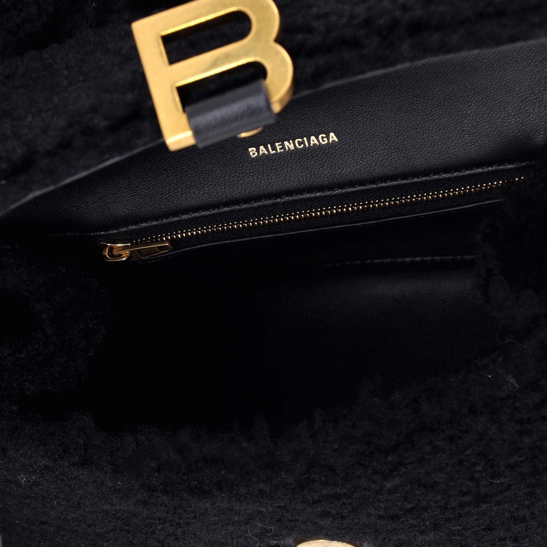 Balenciaga Fluffy Hourglass Top Handle Bag Faux Fur Small Size ONE SIZE - 4 Thumbnail