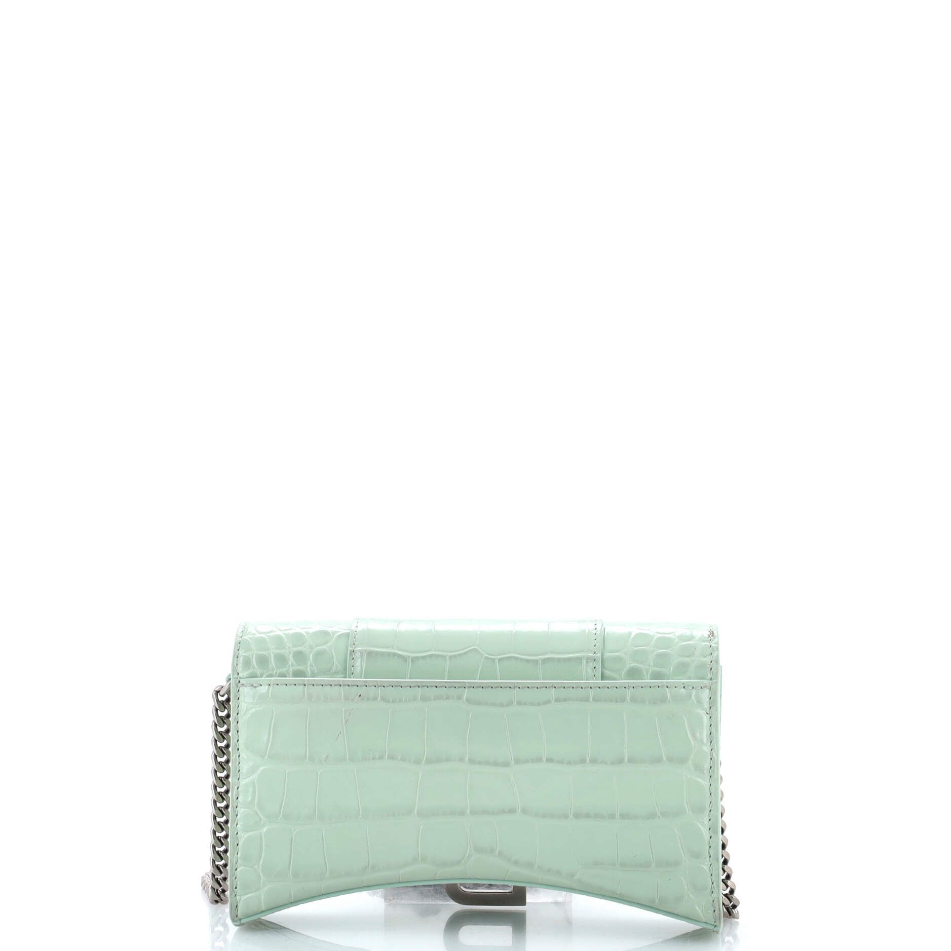 Balenciaga Hourglass Chain Wallet Crocodile Embossed Leather Size ONE SIZE - 2 Thumbnail