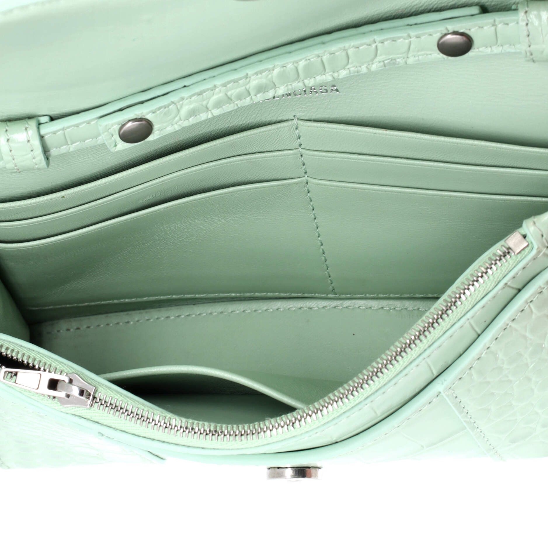 Balenciaga Hourglass Chain Wallet Crocodile Embossed Leather Size ONE SIZE - 4 Thumbnail