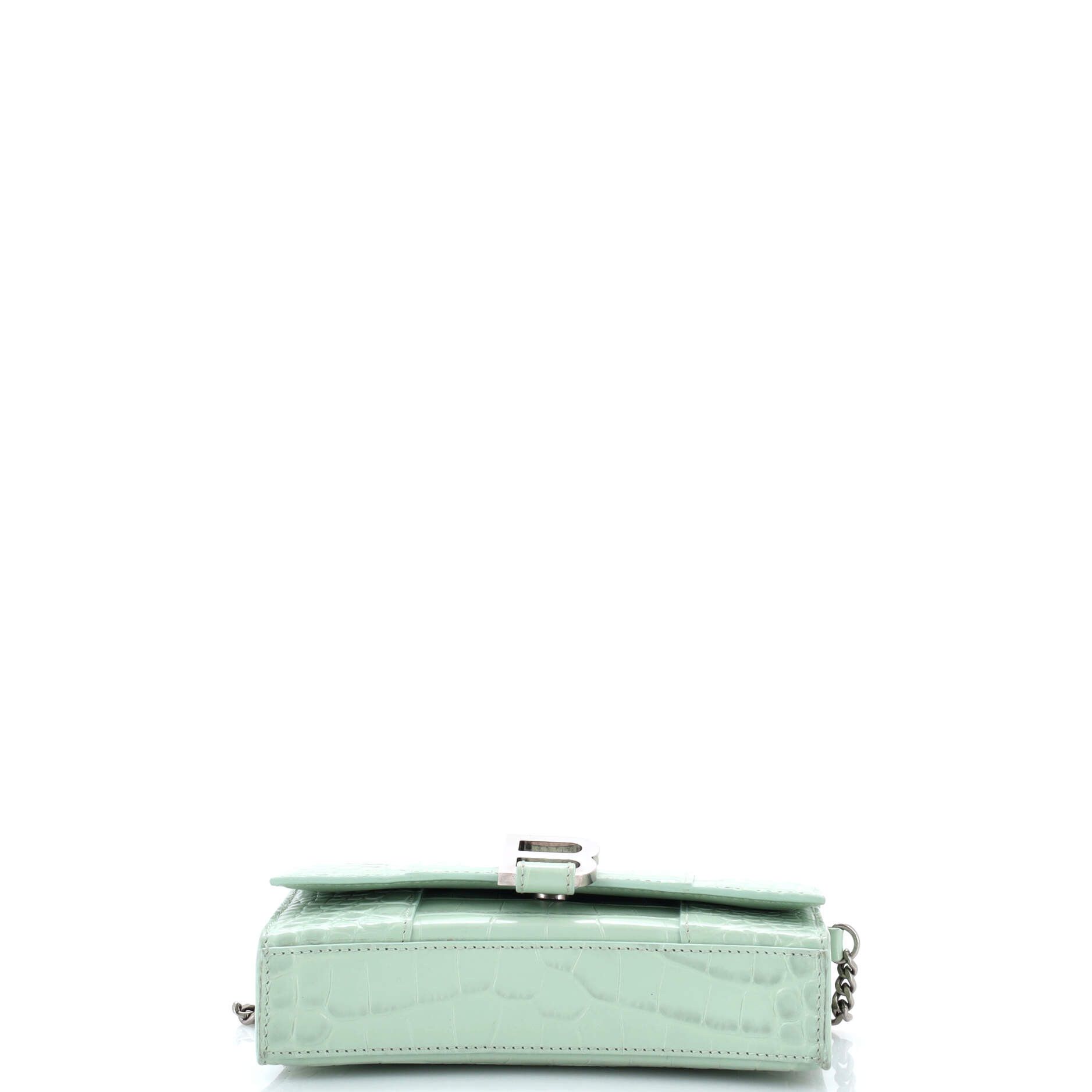 Balenciaga Hourglass Chain Wallet Crocodile Embossed Leather Size ONE SIZE - 3 Thumbnail