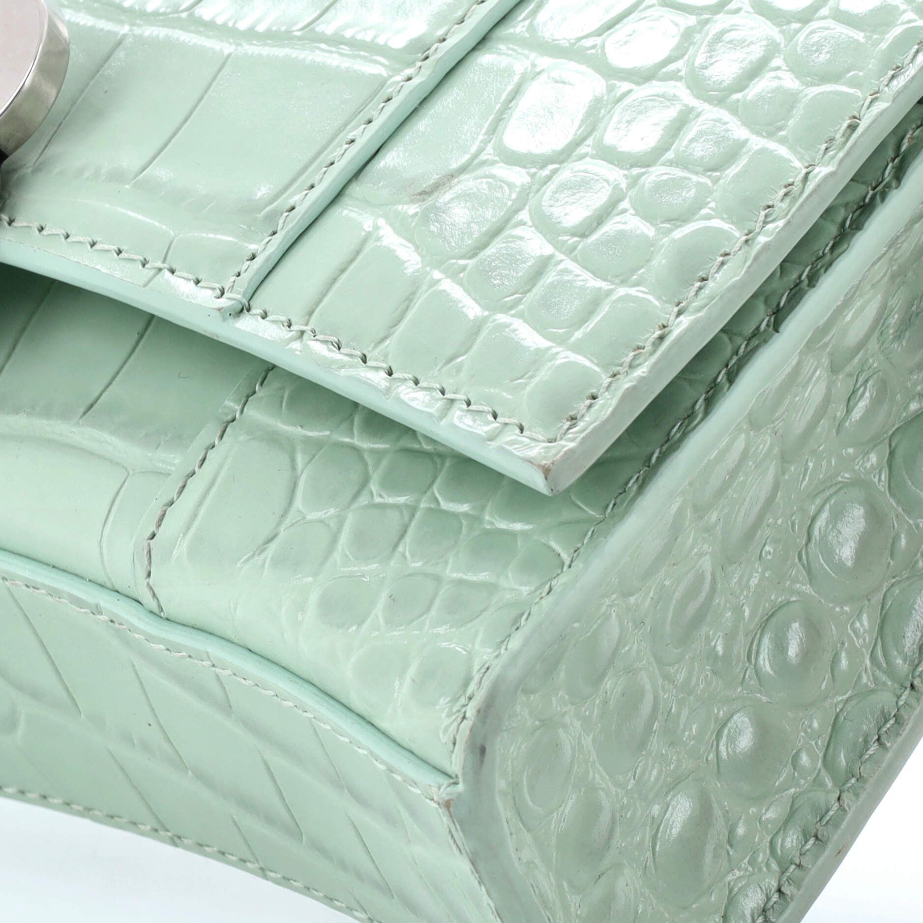 Balenciaga Hourglass Chain Wallet Crocodile Embossed Leather Size ONE SIZE - 5 Thumbnail