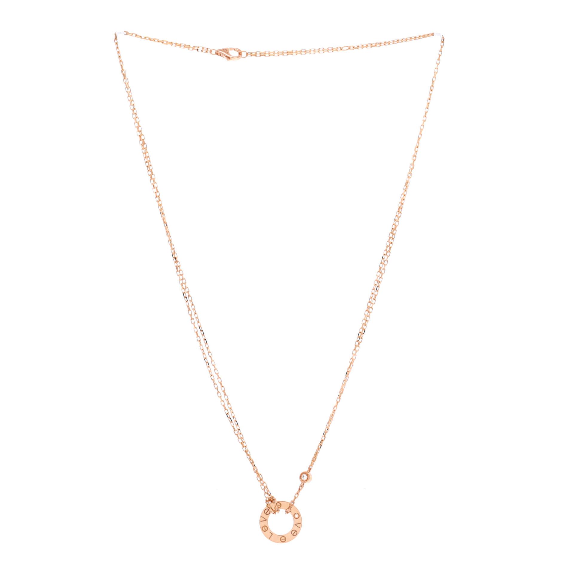 Cartier 2 Diamonds Love Pendant Necklace 18K Rose Gold and D Size ONE SIZE - 2 Thumbnail